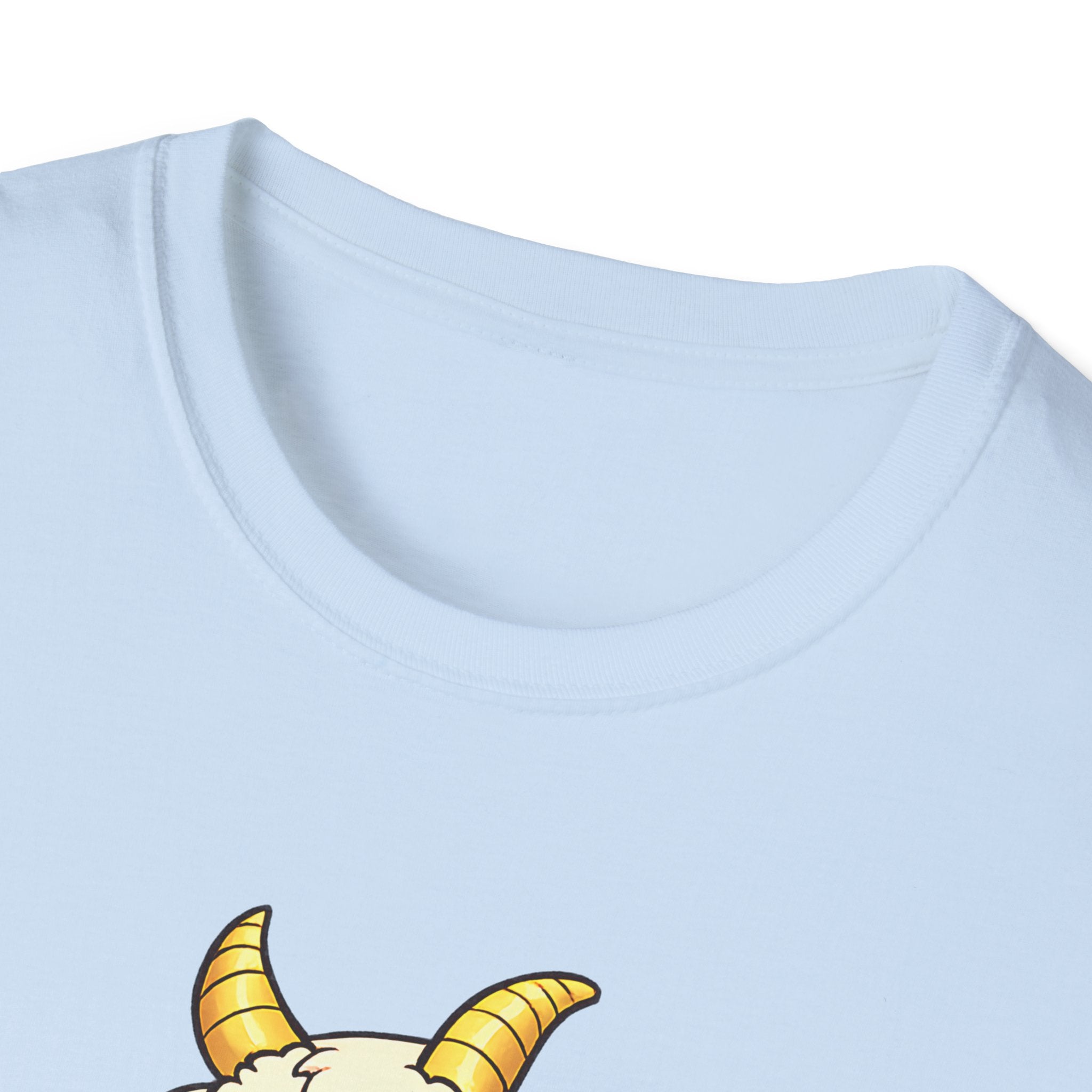 Cute Occult Baby Goat T-Shirt – Kawaii Dark Fantasy Mushroom Circle Design, Unisex Softstyle T-Shirt
