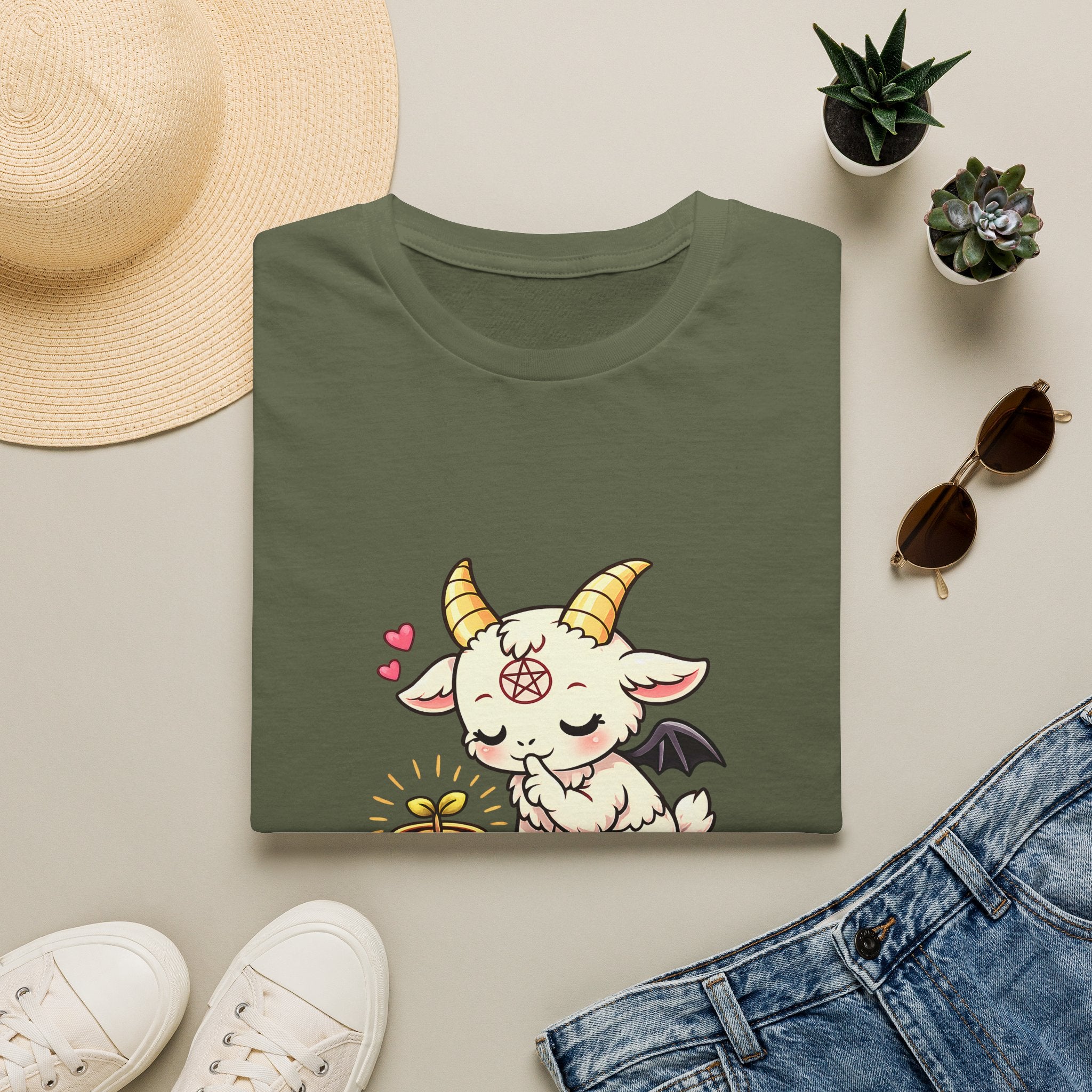 Cute Occult Baby Baphomet – Kawaii Little Bphomet Graphic Tee, Unisex Softstyle T-Shirt