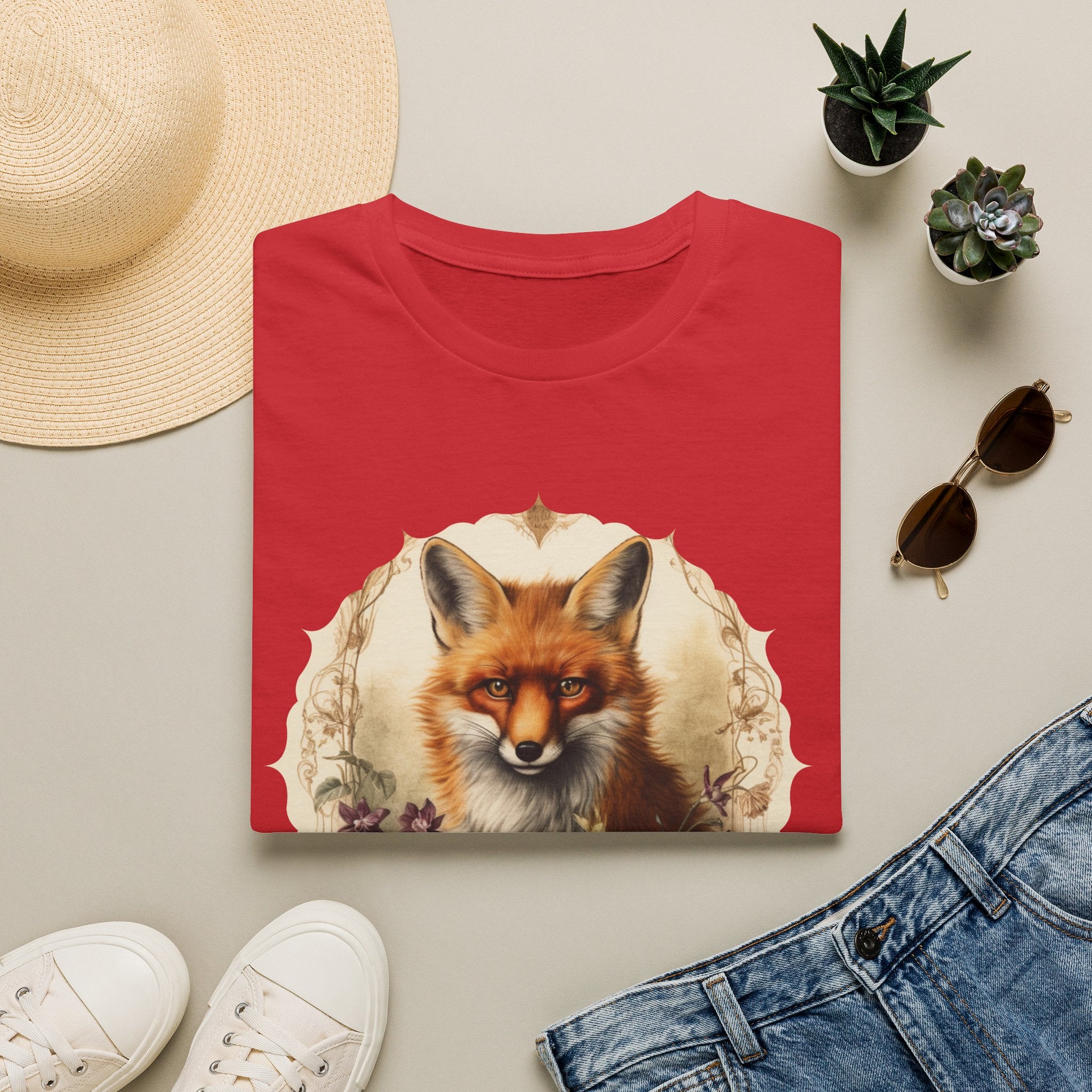 Fox Portrait T‑Shirt — Vintage Woodland Fox Graphic Tee