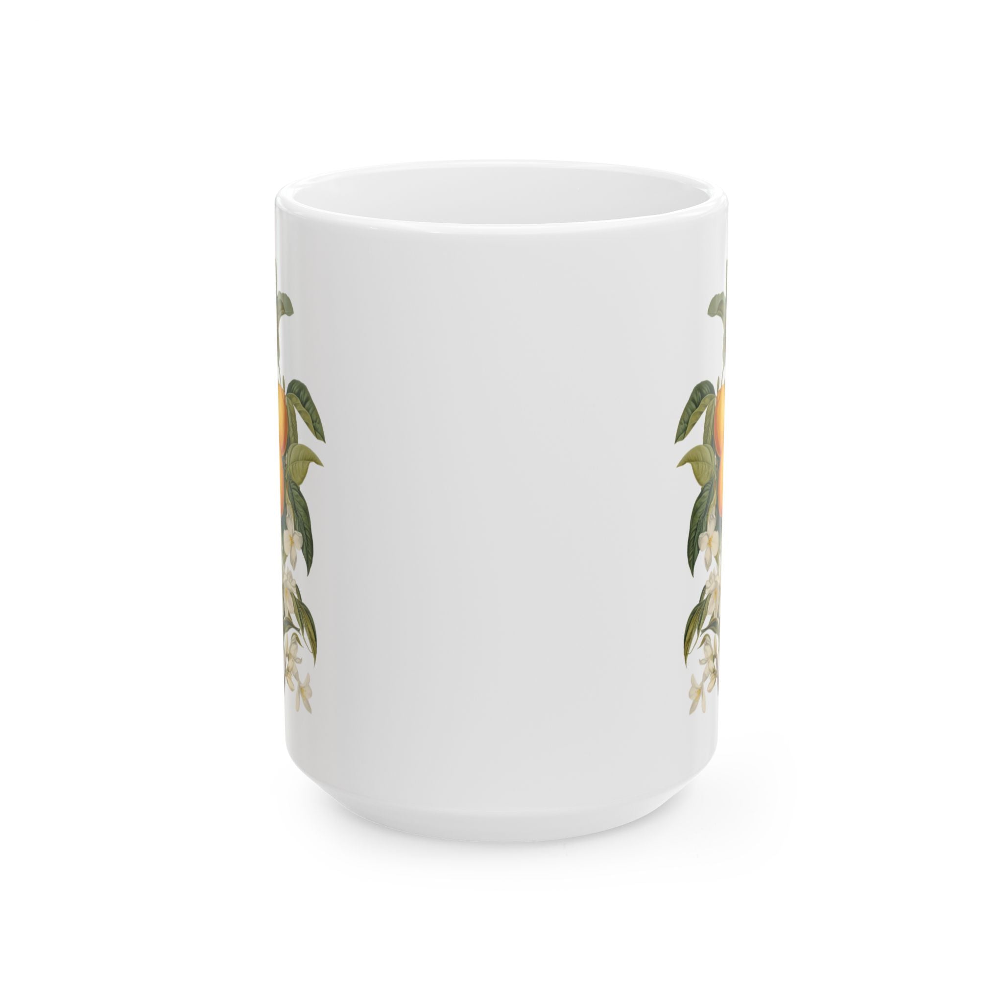 Citrus Blossom Ceramic Mug — Orange Floral Coffee Cup (11oz & 15oz)