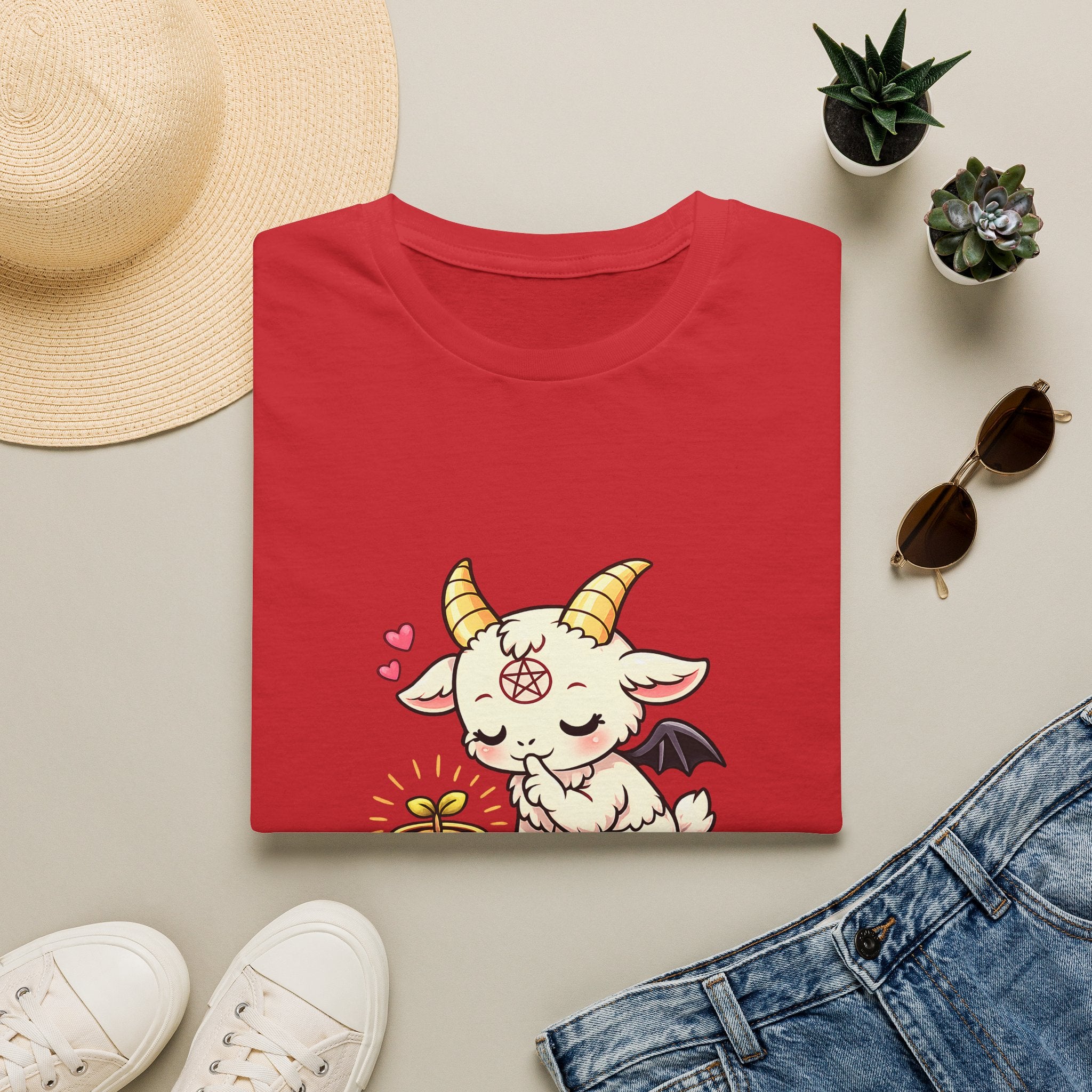Cute Occult Baby Baphomet – Kawaii Little Bphomet Graphic Tee, Unisex Softstyle T-Shirt