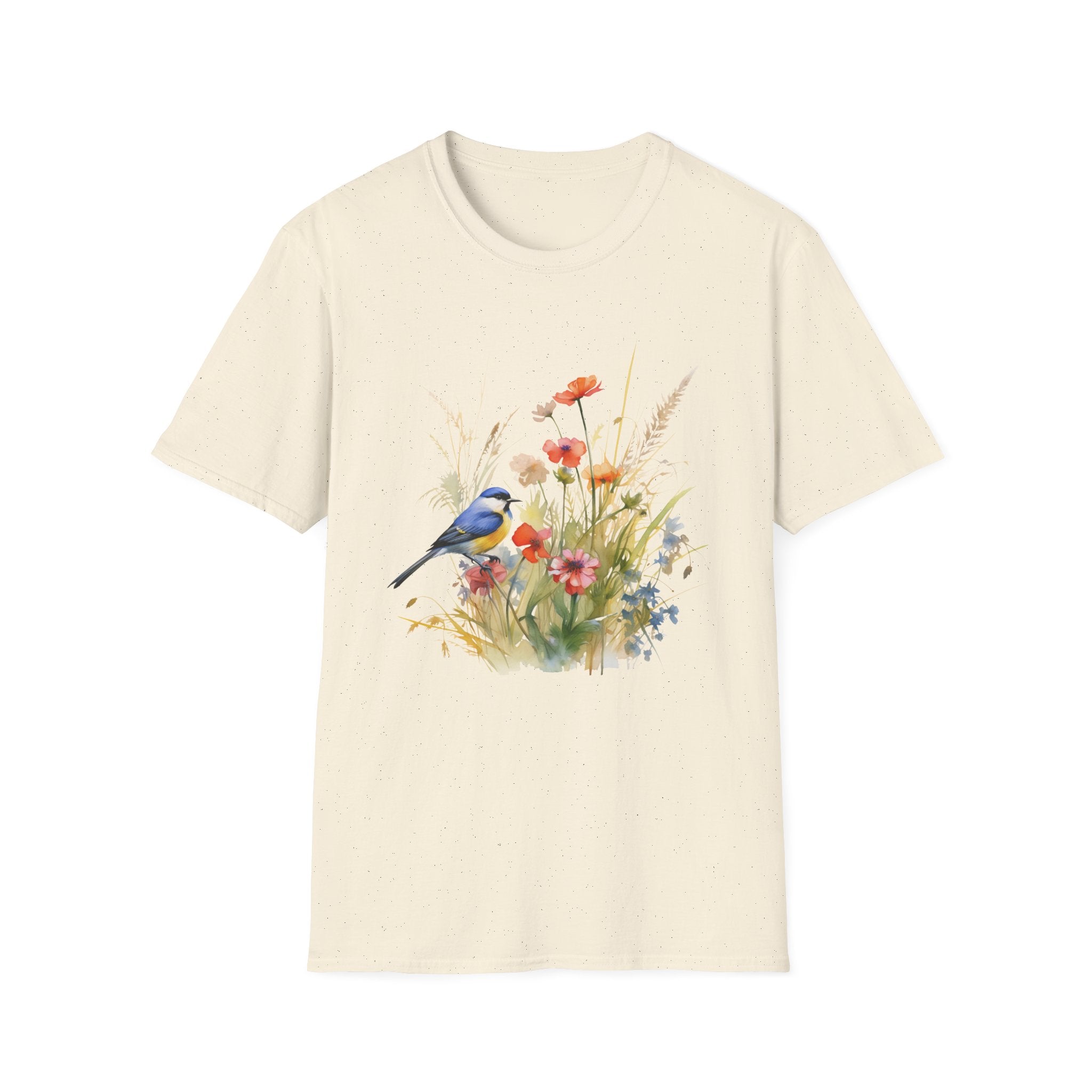 Wildflower Meadow & Butterflies Vintage Botanical T-Shirt, Unisex Softstyle T-Shirt