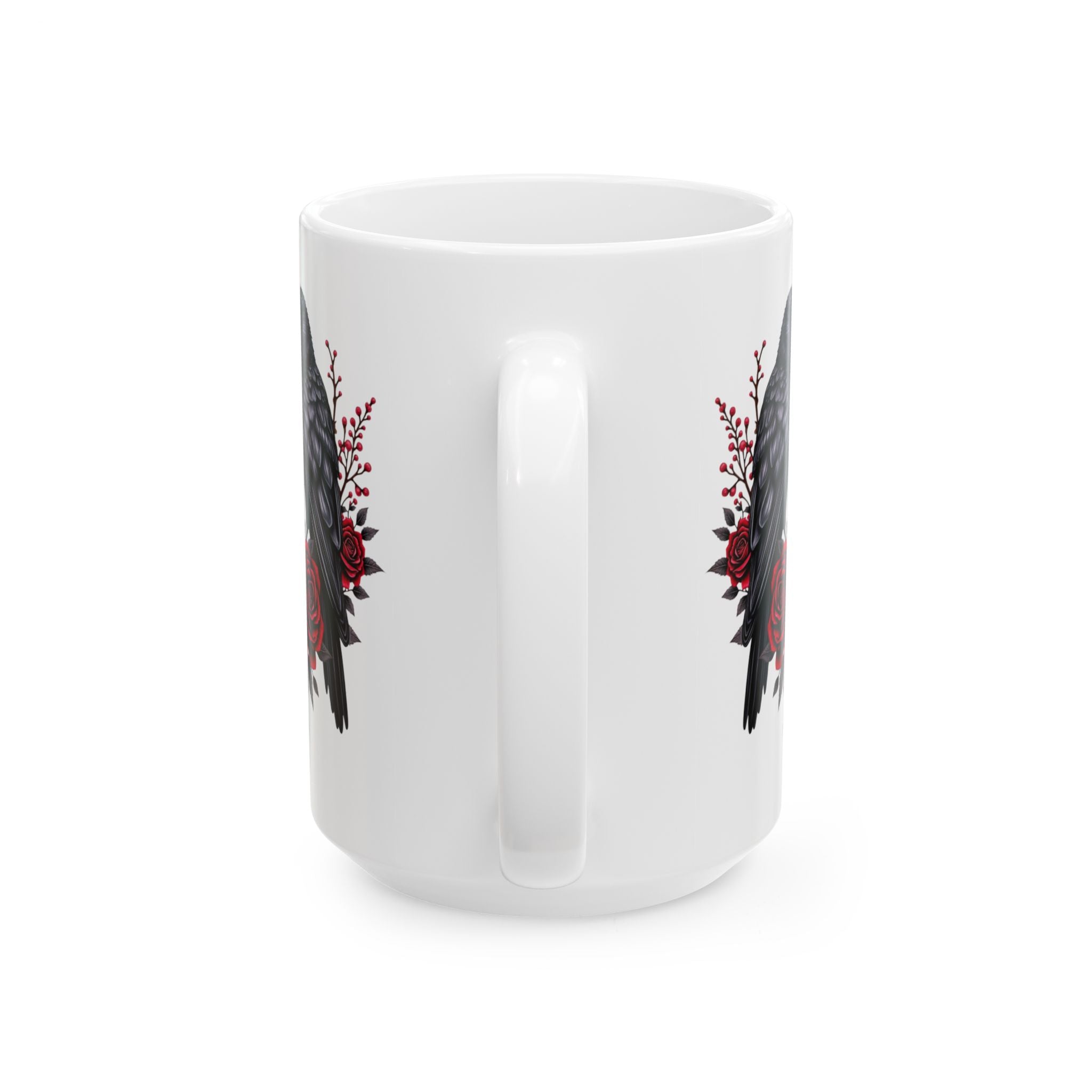 Gothic Raven Roses Design – Dark Romantic Crow Art for Alternative Style, Ceramic Mug, (11oz, 15oz)