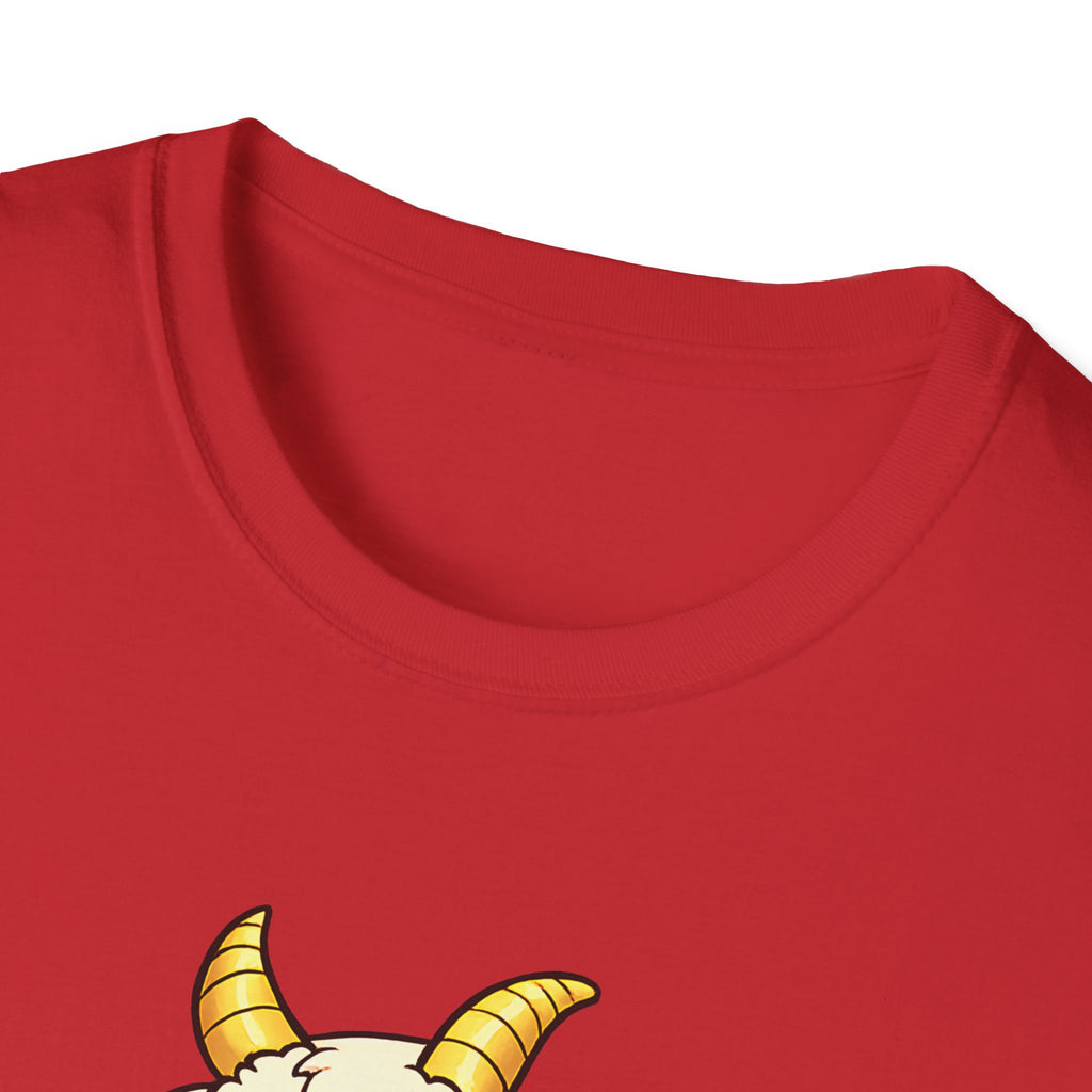Cute Occult Baby Goat T-Shirt – Kawaii Dark Fantasy Mushroom Circle Design, Unisex Softstyle T-Shirt