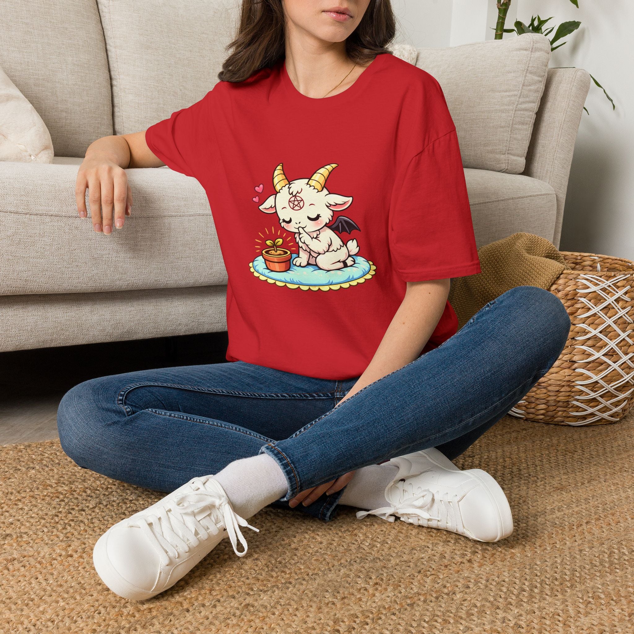 Cute Occult Baby Baphomet – Kawaii Little Bphomet Graphic Tee, Unisex Softstyle T-Shirt