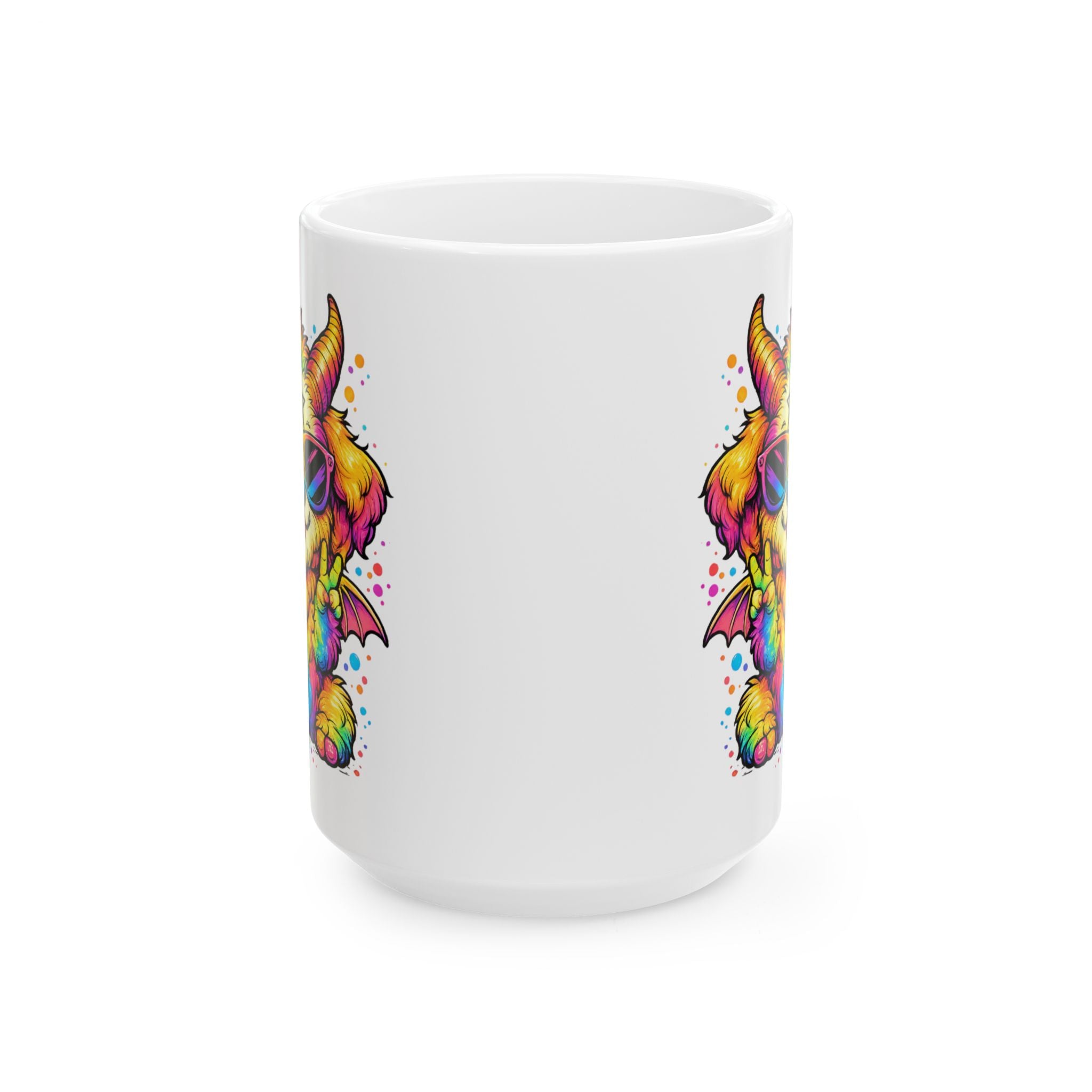 Rainbow Occult Puppy Demon Cute Gothic Kawaii Design, Ceramic Mug, (11oz, 15oz)
