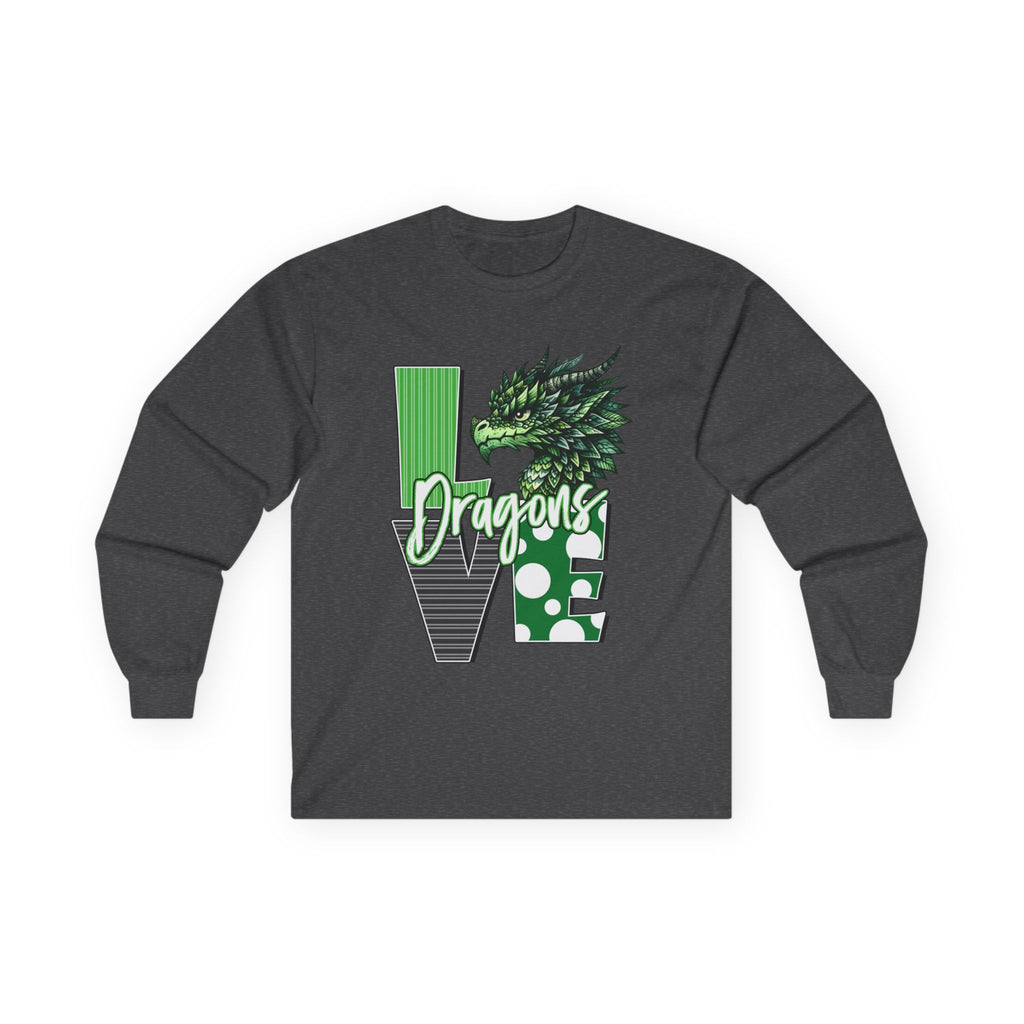 Dragon Love Long Sleeve Tee — Green Dragon Head 'Dragon' Graphic