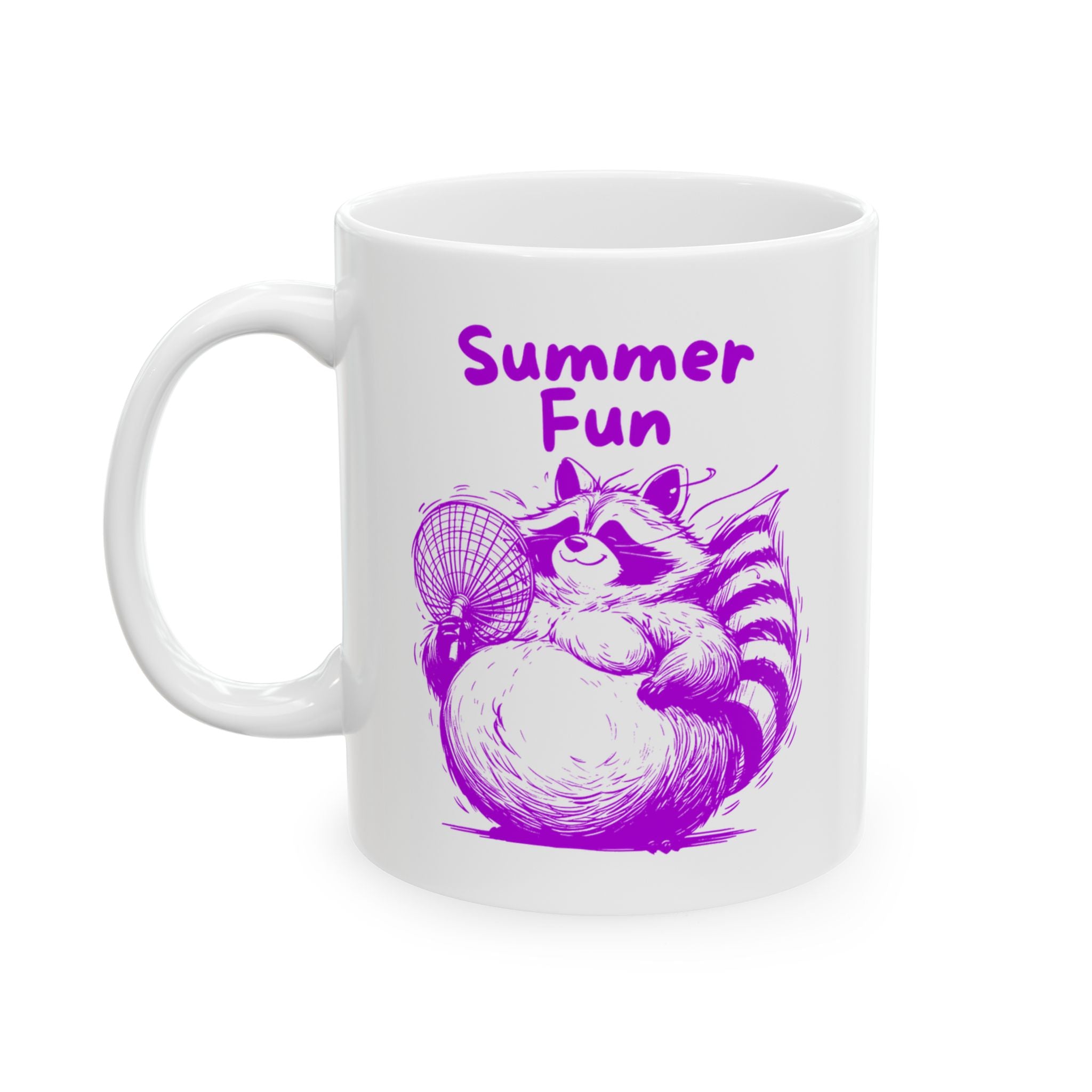 Cute Raccoon, Cartoon Animal Design,Ceramic Mug, (11oz, 15oz)