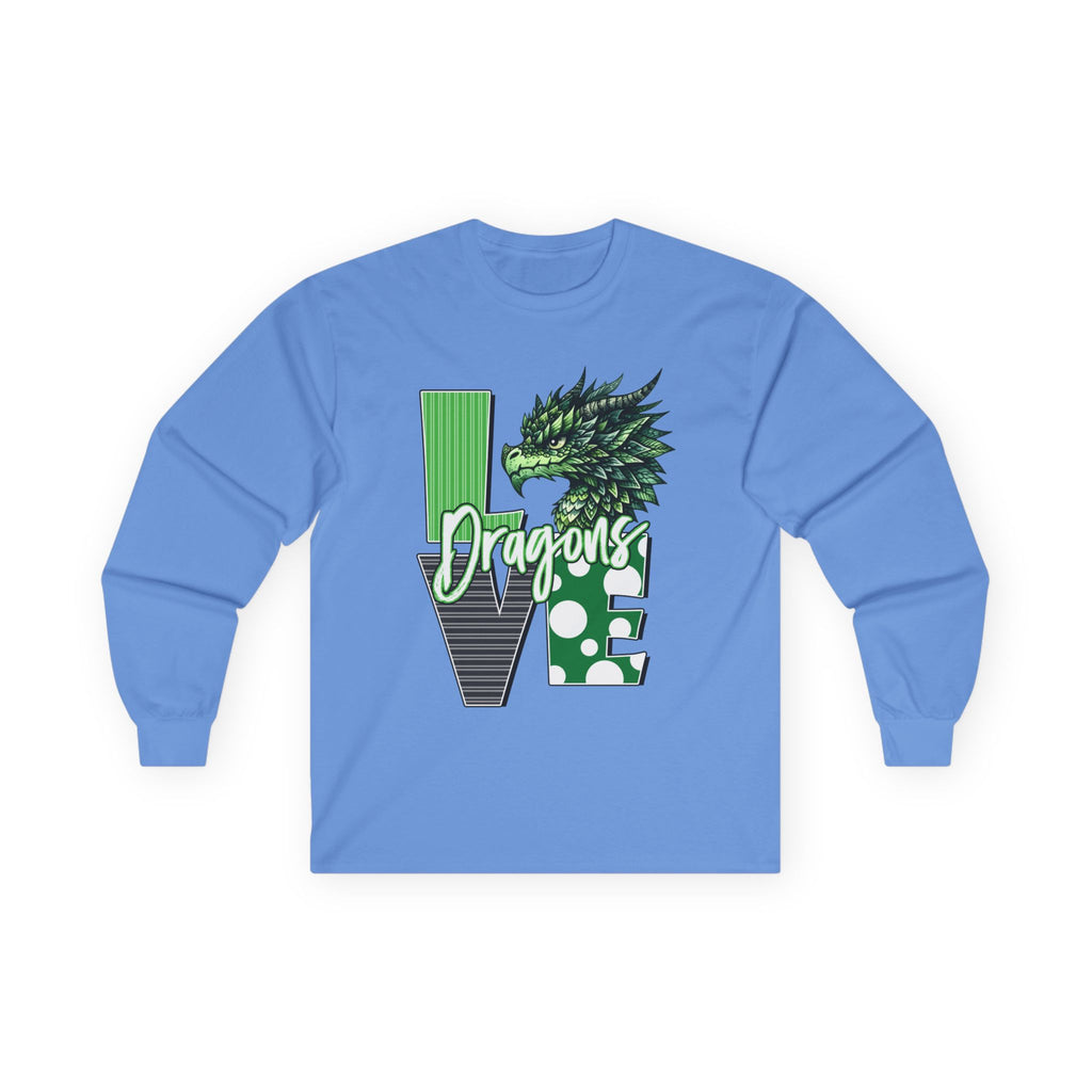 Dragon Love Long Sleeve Tee — Green Dragon Head 'Dragon' Graphic