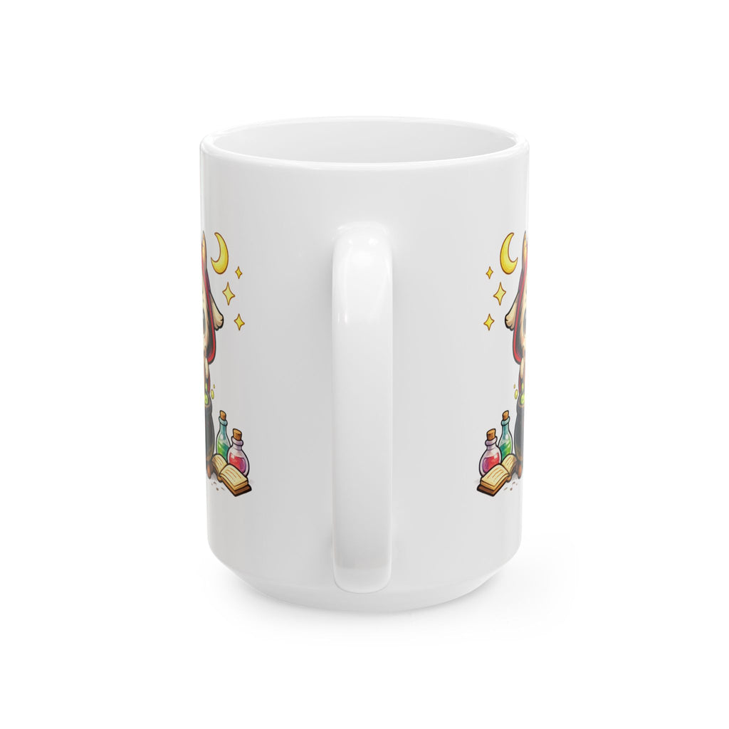 Witchy Potion Mug — Cute Witch Cat, Spellbook & Skull Ceramic Coffee Cup (11oz/15oz)