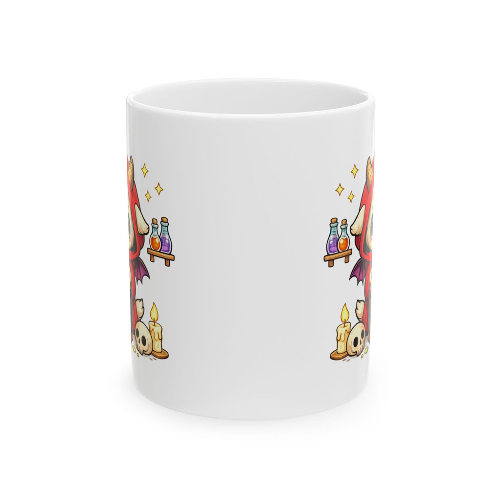Witchy Potion Mug — Cute Witch Cat, Spellbook & Skull Ceramic Coffee Cup (11oz/15oz)