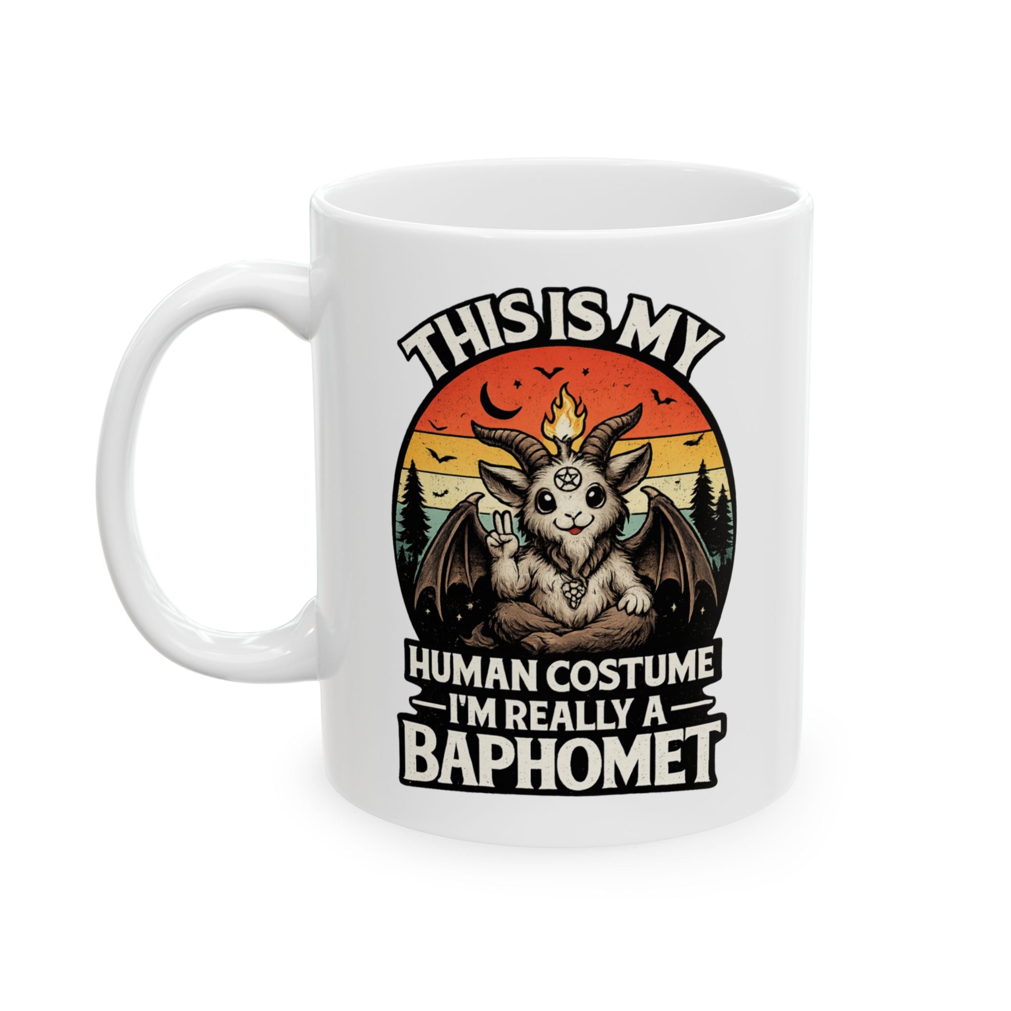 This Is My Human Costume I’m Really a Baphomet Cute Gothic Retro Design Ceramic Mug, (11oz, 15oz)