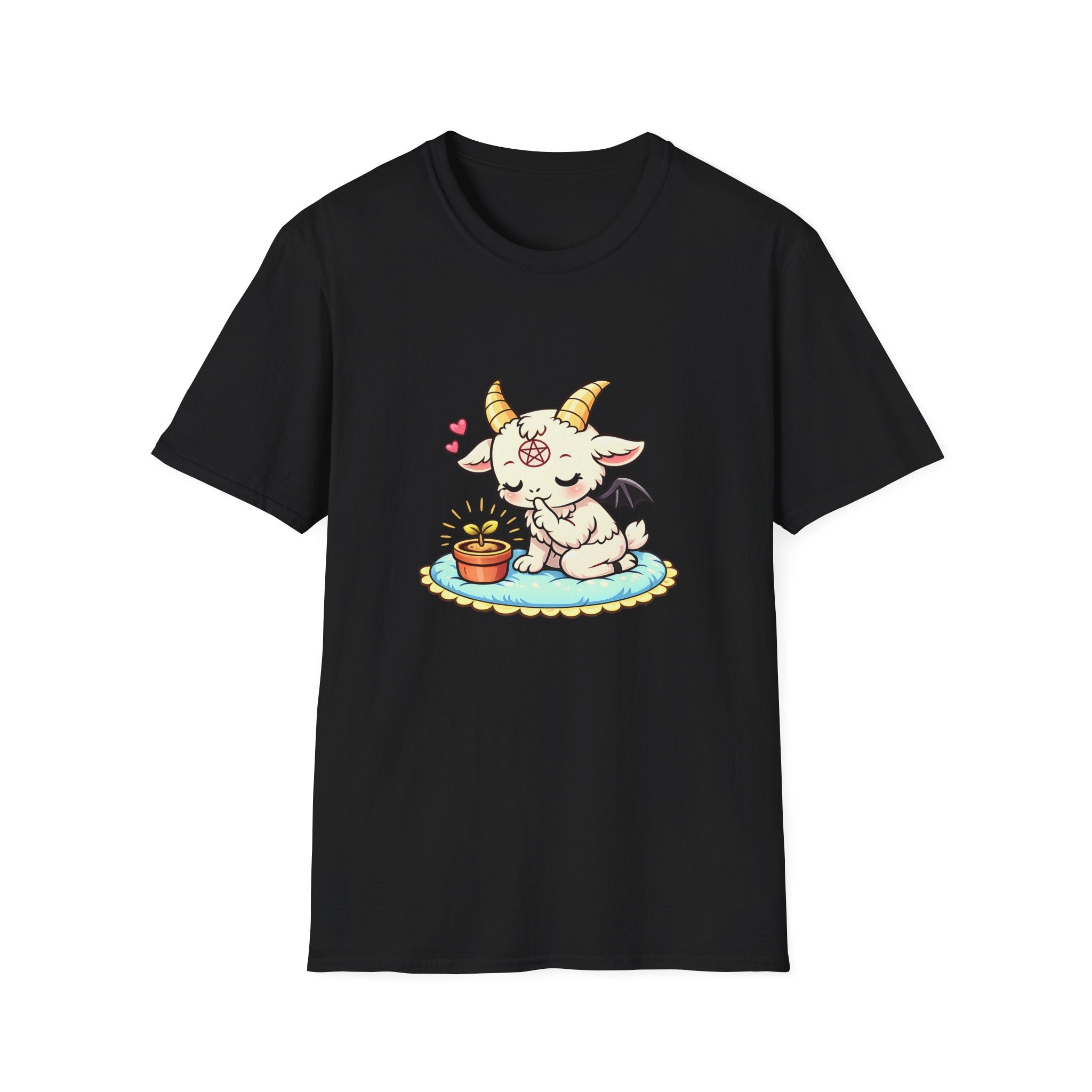 Cute Occult Baby Baphomet – Kawaii Little Bphomet Graphic Tee, Unisex Softstyle T-Shirt
