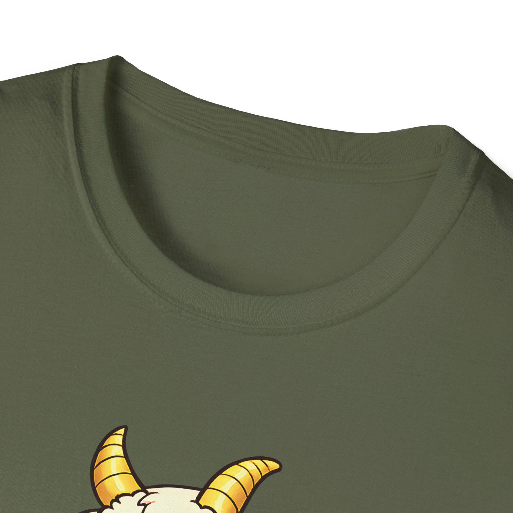 Cute Occult Baby Goat T-Shirt – Kawaii Dark Fantasy Mushroom Circle Design, Unisex Softstyle T-Shirt