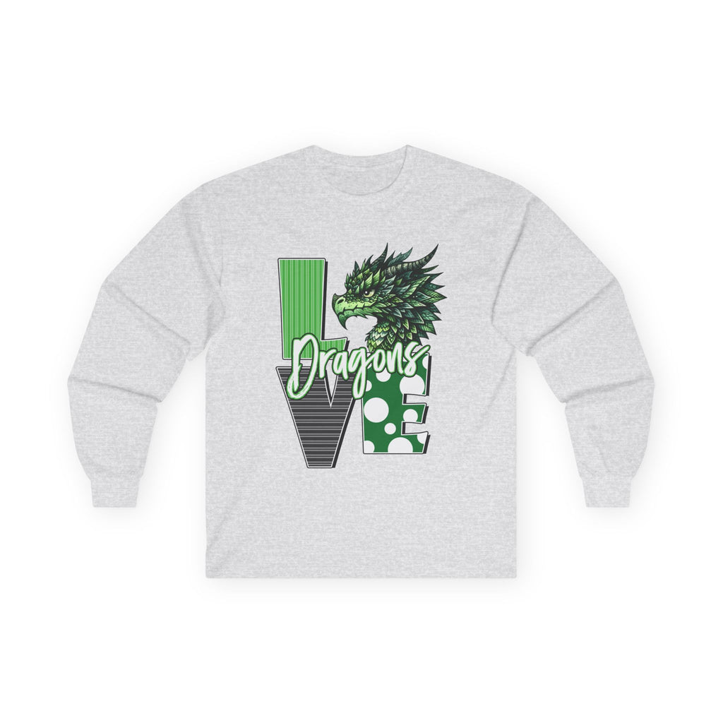 Dragon Love Long Sleeve Tee — Green Dragon Head 'Dragon' Graphic