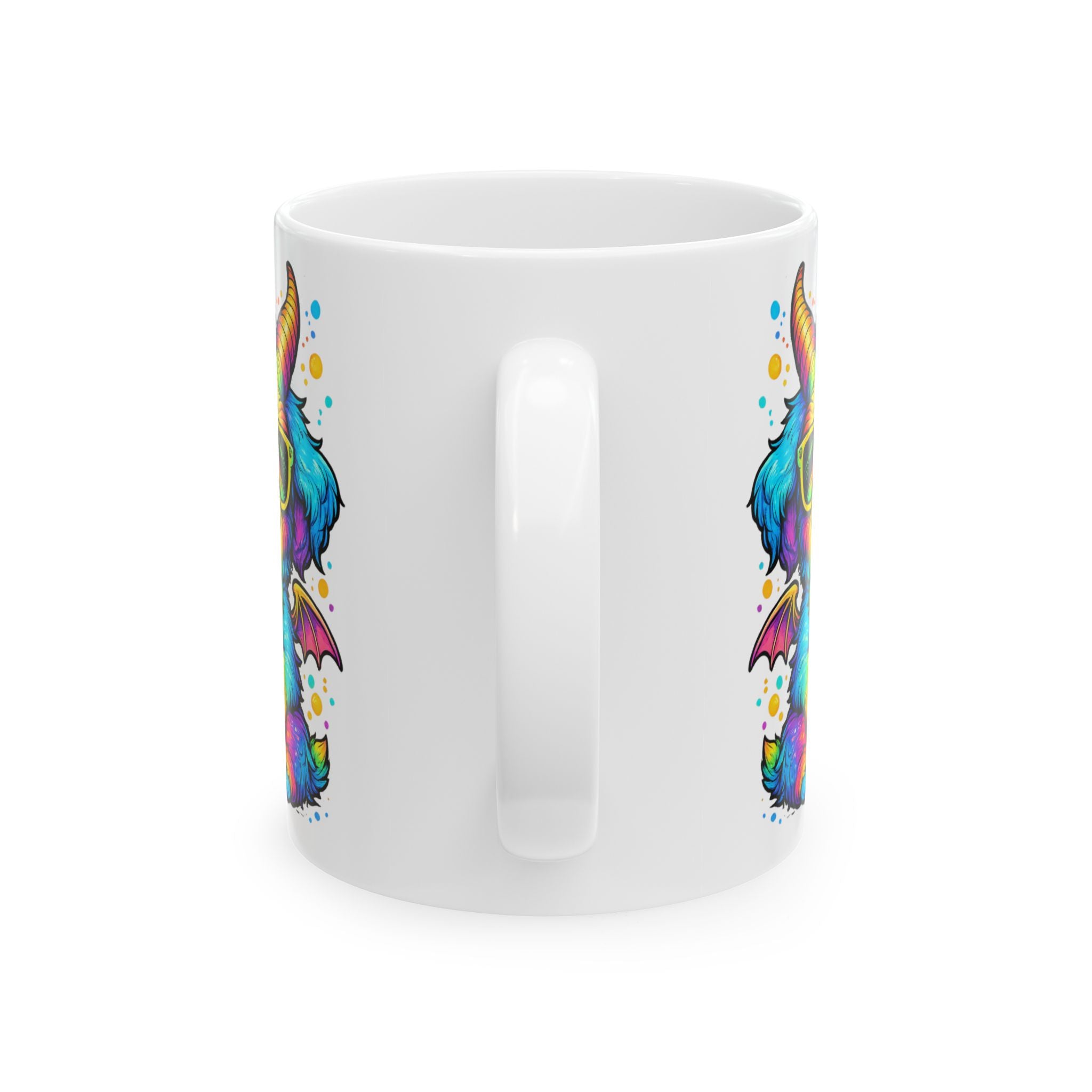 Rainbow Occult Puppy Demon Cute Gothic Kawaii Design, Ceramic Mug, (11oz, 15oz)