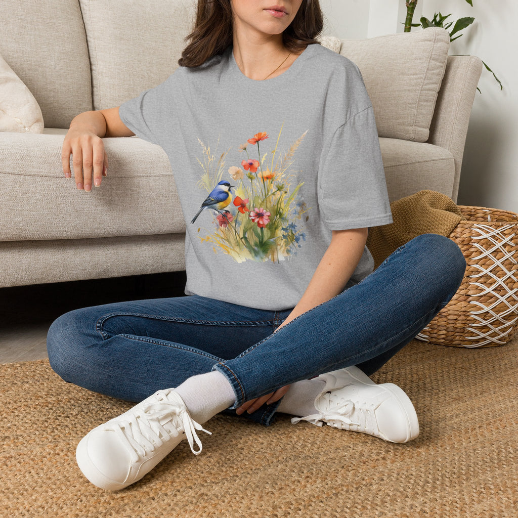 Wildflower Meadow & Butterflies Vintage Botanical T-Shirt, Unisex Softstyle T-Shirt
