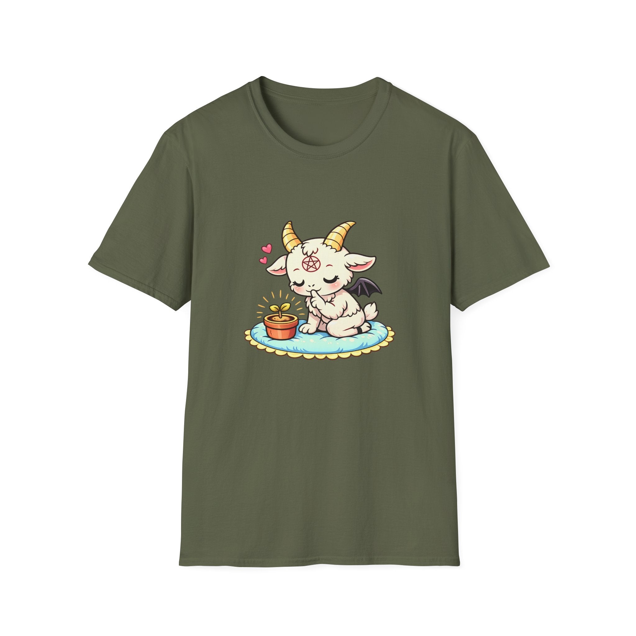 Cute Occult Baby Baphomet – Kawaii Little Bphomet Graphic Tee, Unisex Softstyle T-Shirt