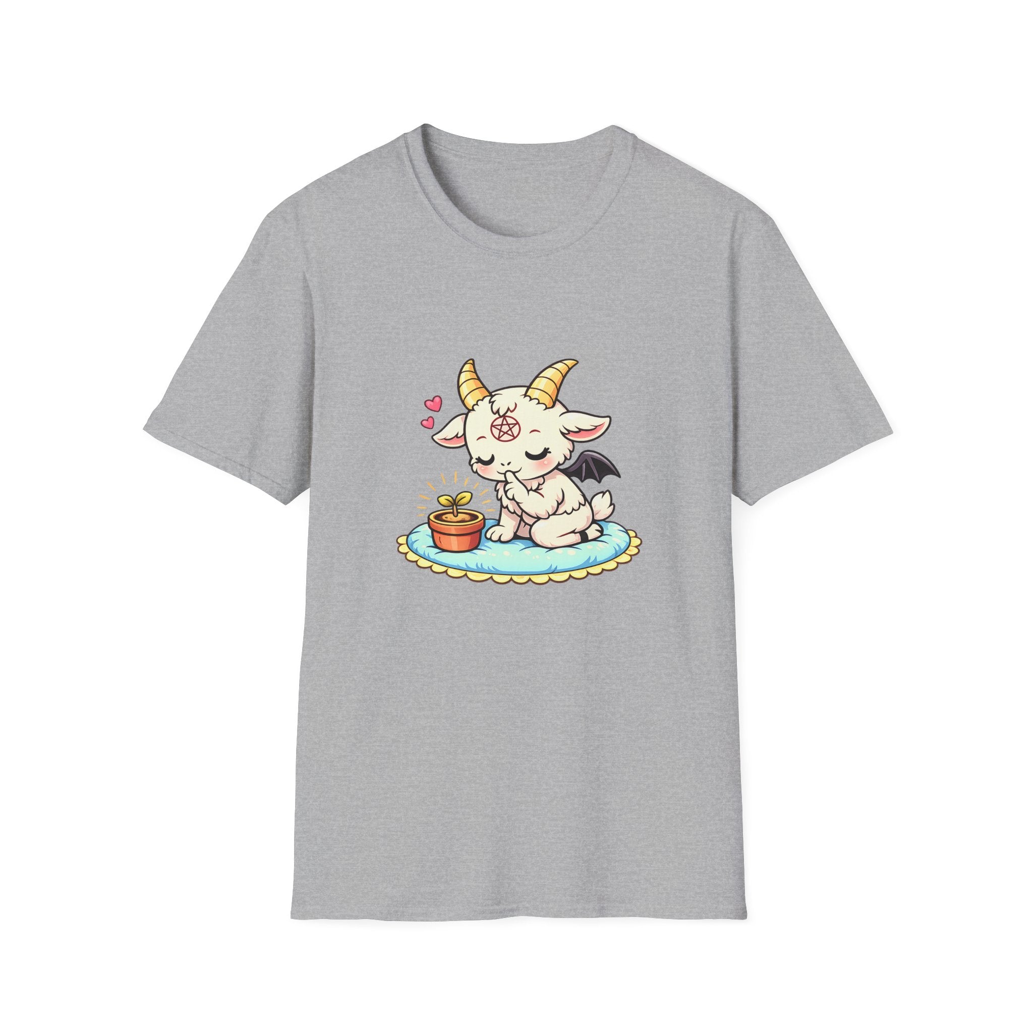 Cute Occult Baby Baphomet – Kawaii Little Bphomet Graphic Tee, Unisex Softstyle T-Shirt