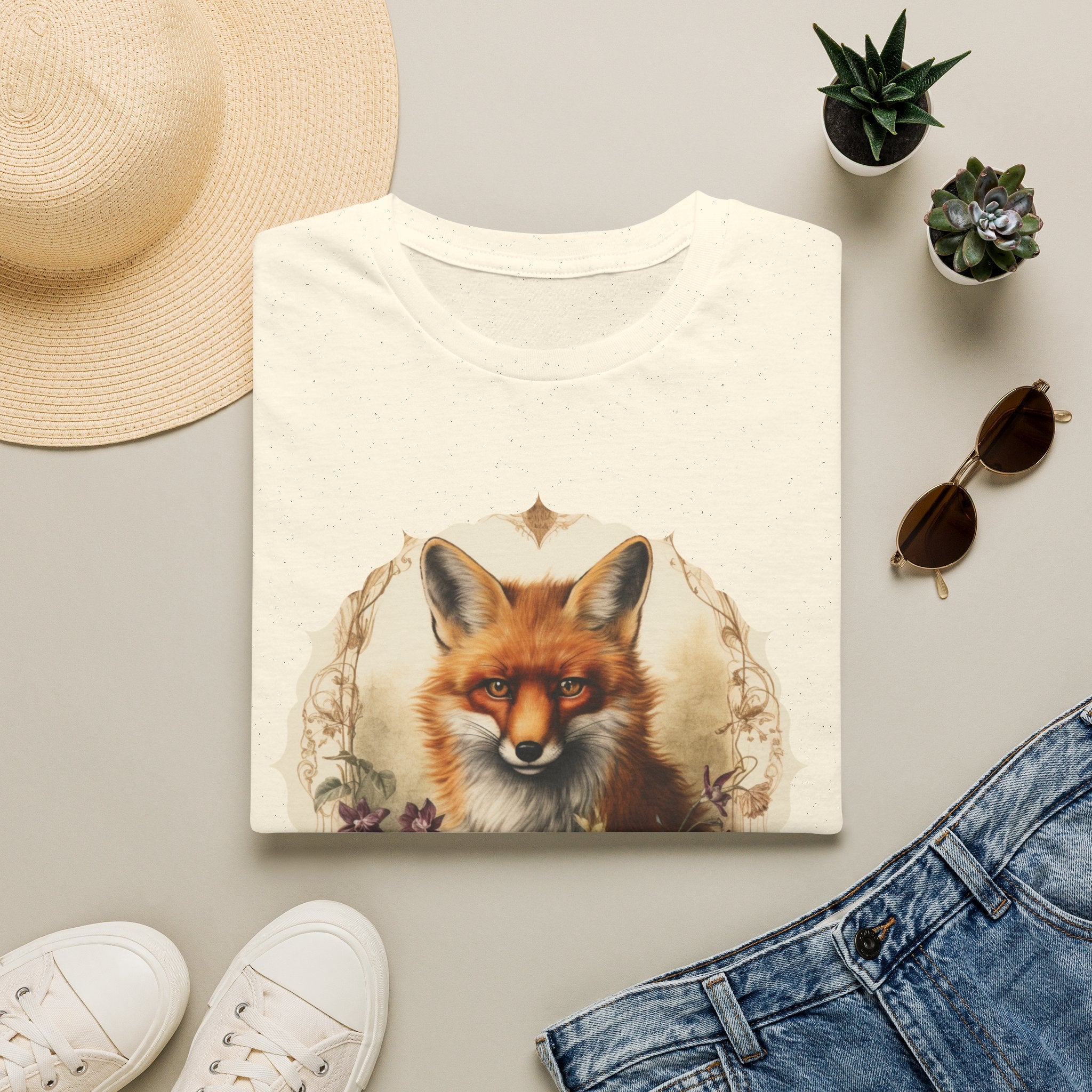 Fox Portrait T‑Shirt — Vintage Woodland Fox Graphic Tee