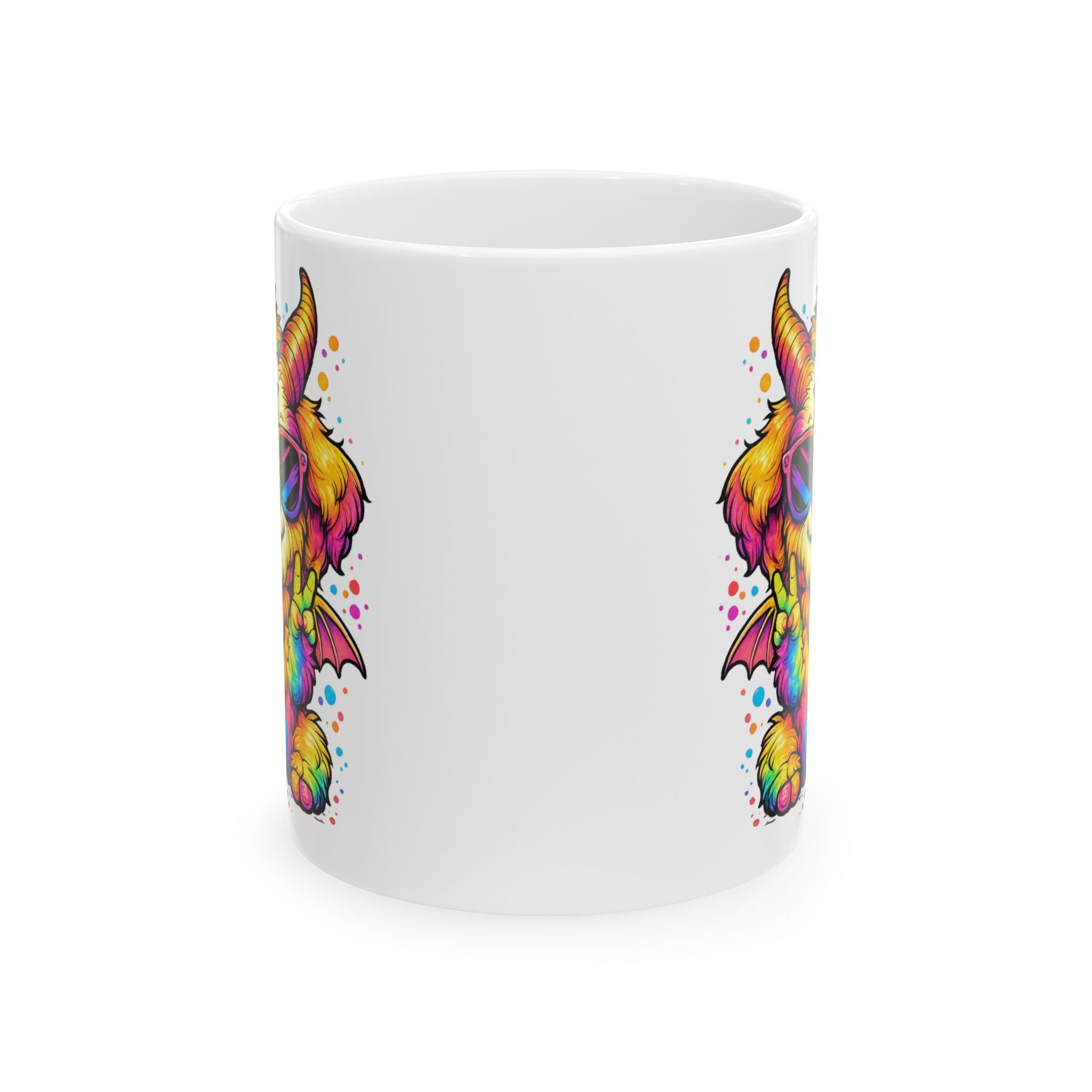 Rainbow Occult Puppy Demon Cute Gothic Kawaii Design, Ceramic Mug, (11oz, 15oz)