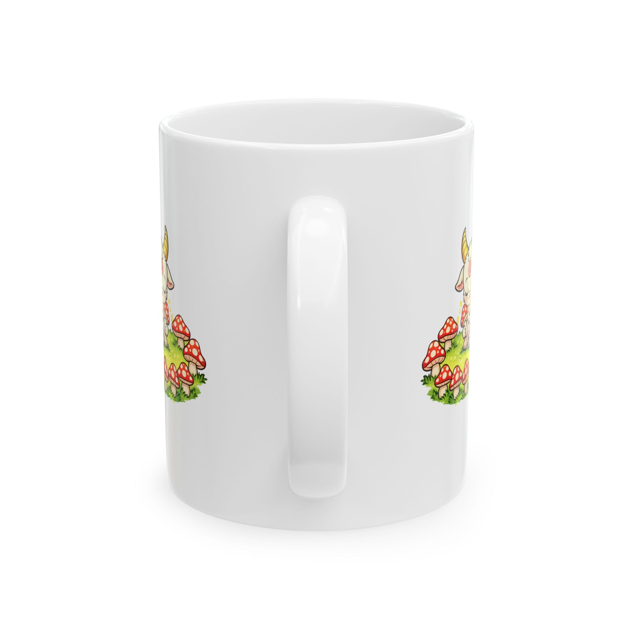Cute Occult Baphomet Mug – Kawaii Dark Fantasy Mushroom Circle Design, Ceramic Mug, (11oz, 15oz)