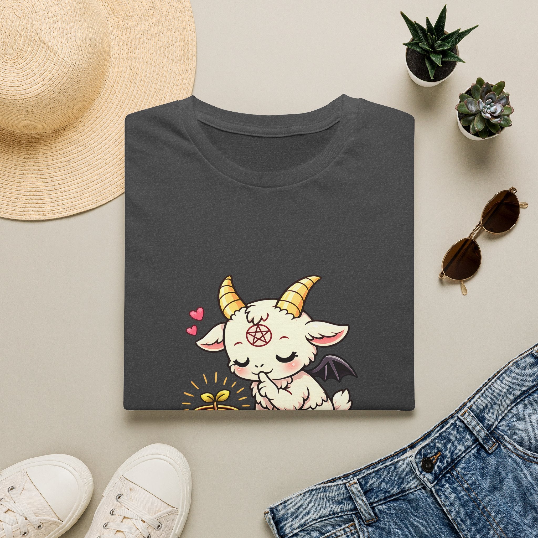 Cute Occult Baby Baphomet – Kawaii Little Bphomet Graphic Tee, Unisex Softstyle T-Shirt