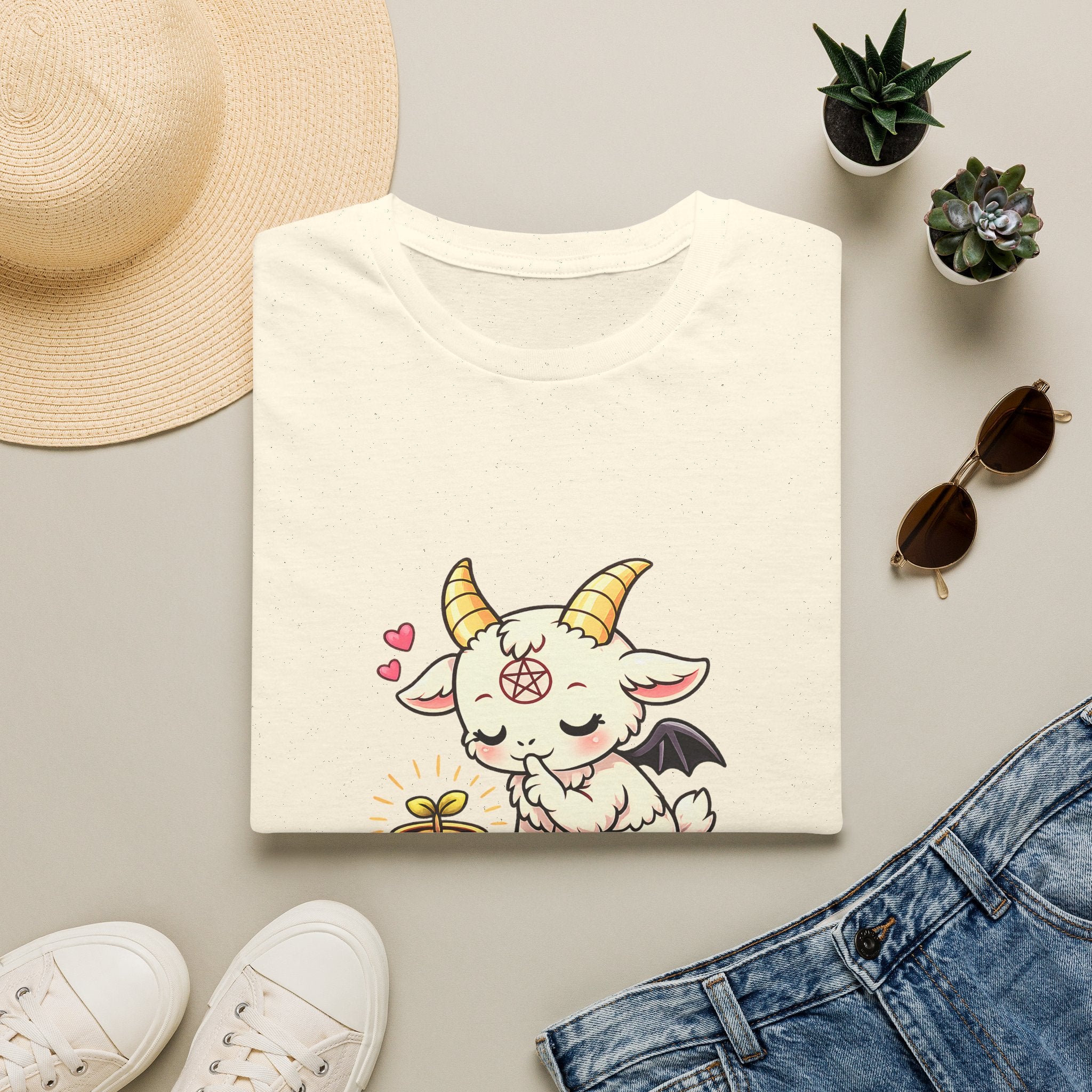 Cute Occult Baby Baphomet – Kawaii Little Bphomet Graphic Tee, Unisex Softstyle T-Shirt