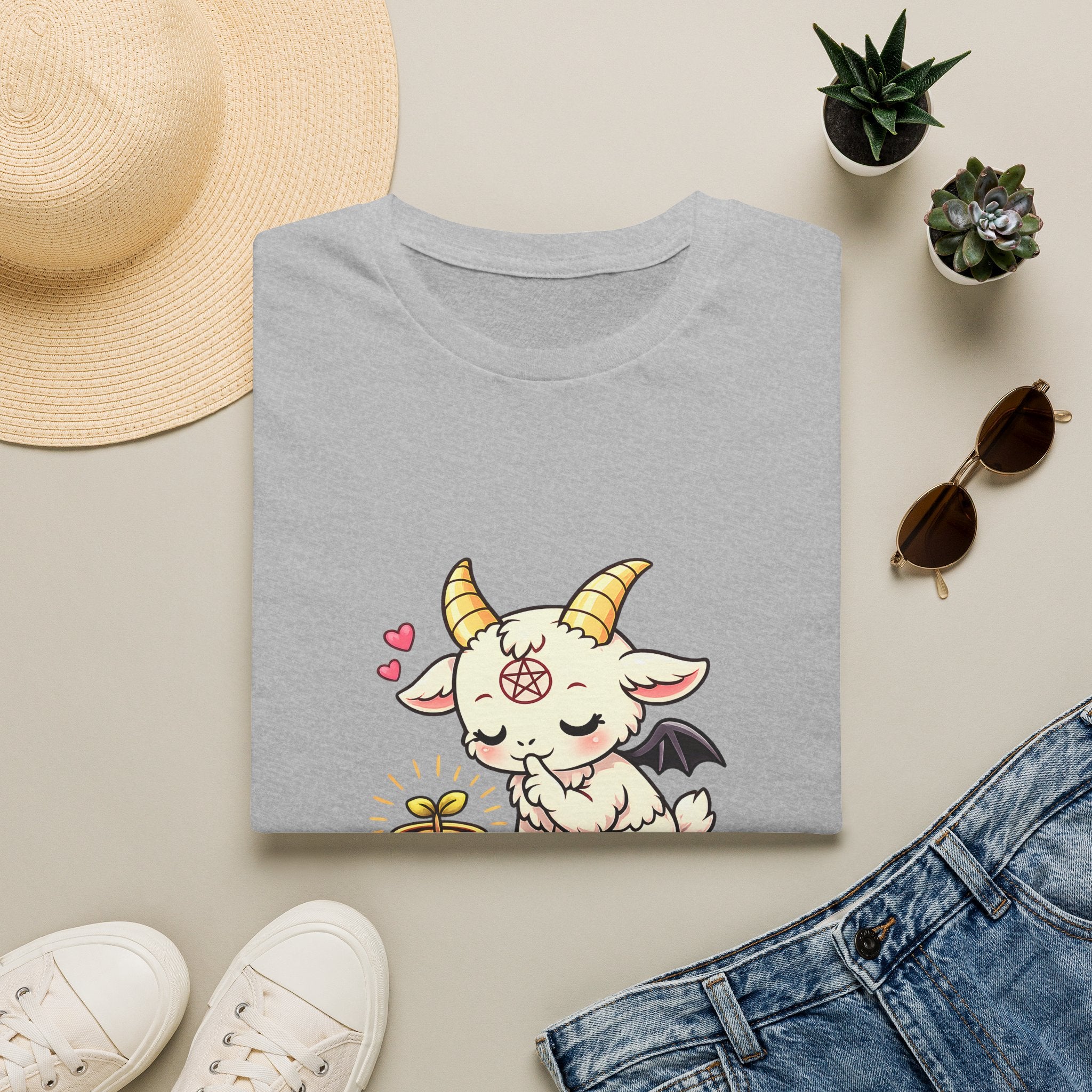 Cute Occult Baby Baphomet – Kawaii Little Bphomet Graphic Tee, Unisex Softstyle T-Shirt