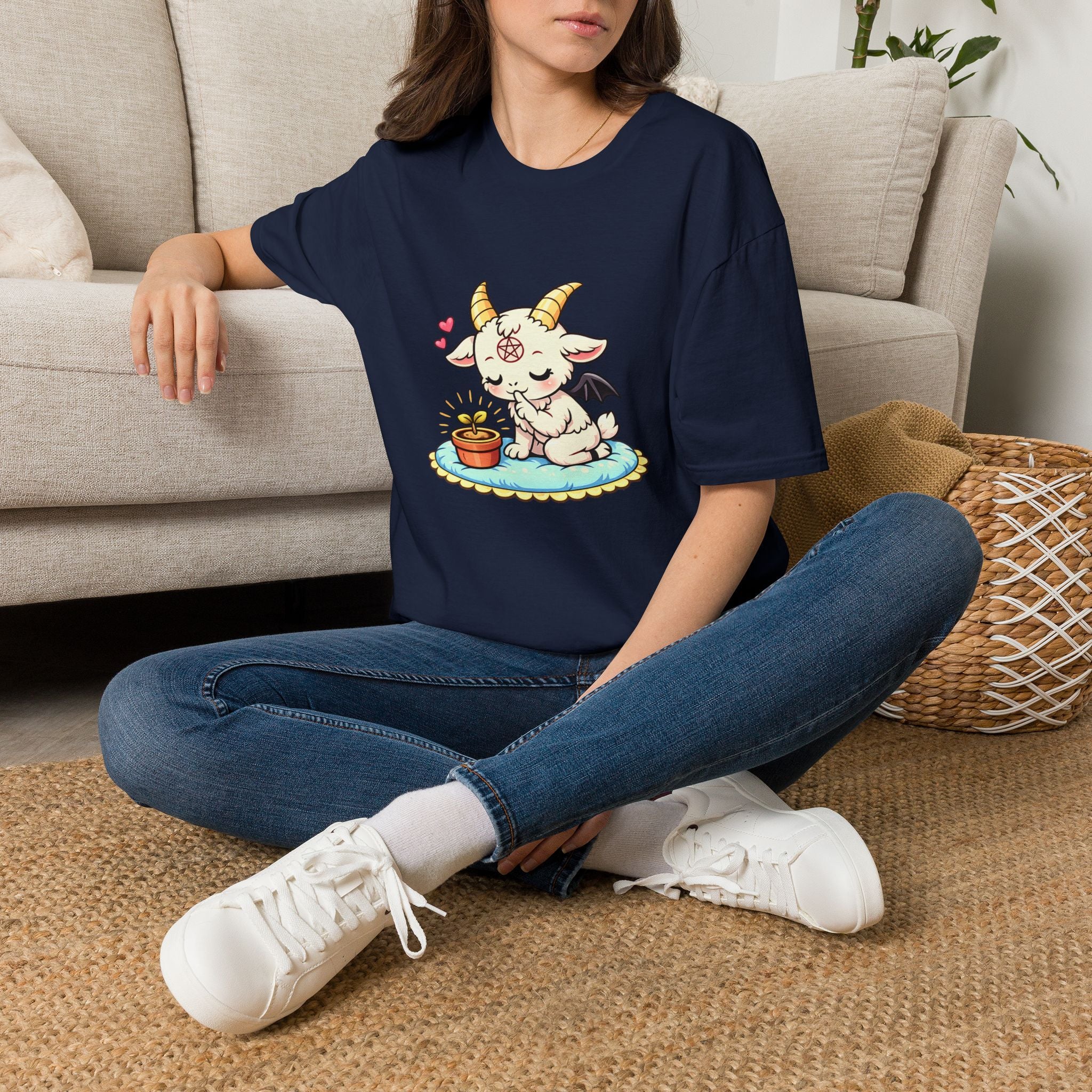 Cute Occult Baby Baphomet – Kawaii Little Bphomet Graphic Tee, Unisex Softstyle T-Shirt