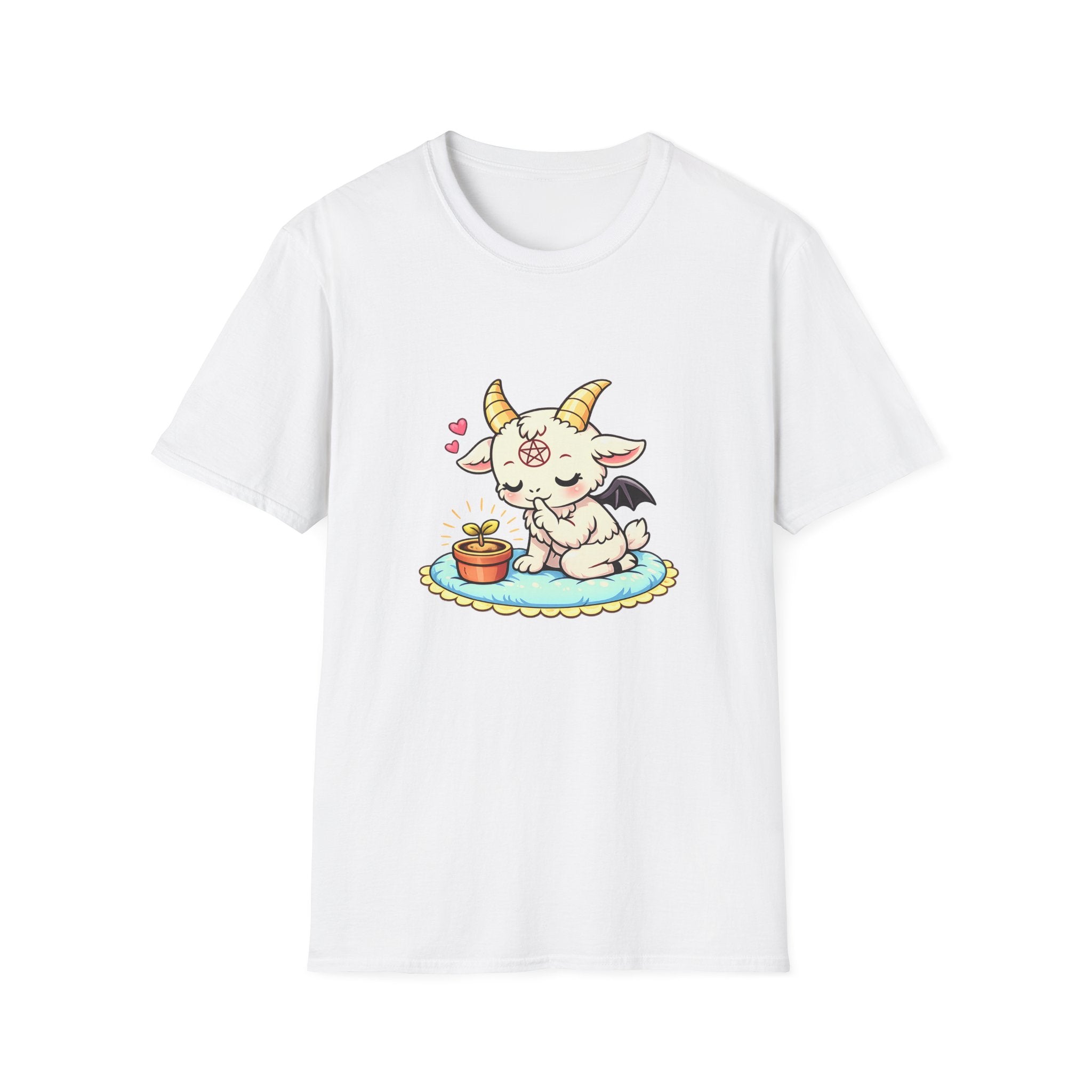 Cute Occult Baby Baphomet – Kawaii Little Bphomet Graphic Tee, Unisex Softstyle T-Shirt