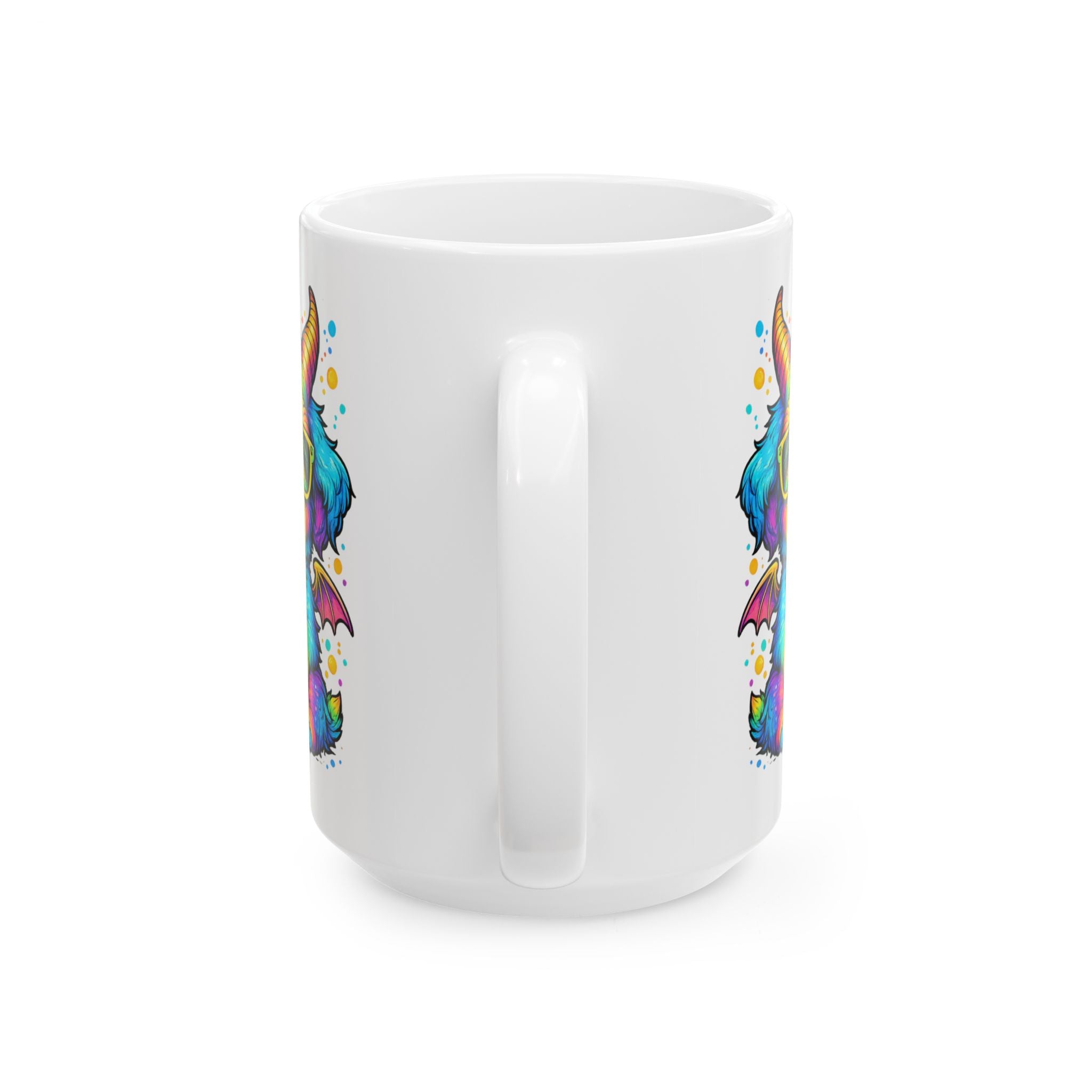 Rainbow Occult Puppy Demon Cute Gothic Kawaii Design, Ceramic Mug, (11oz, 15oz)