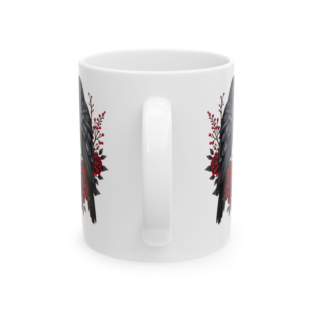 Gothic Raven Roses Design – Dark Romantic Crow Art for Alternative Style, Ceramic Mug, (11oz, 15oz)