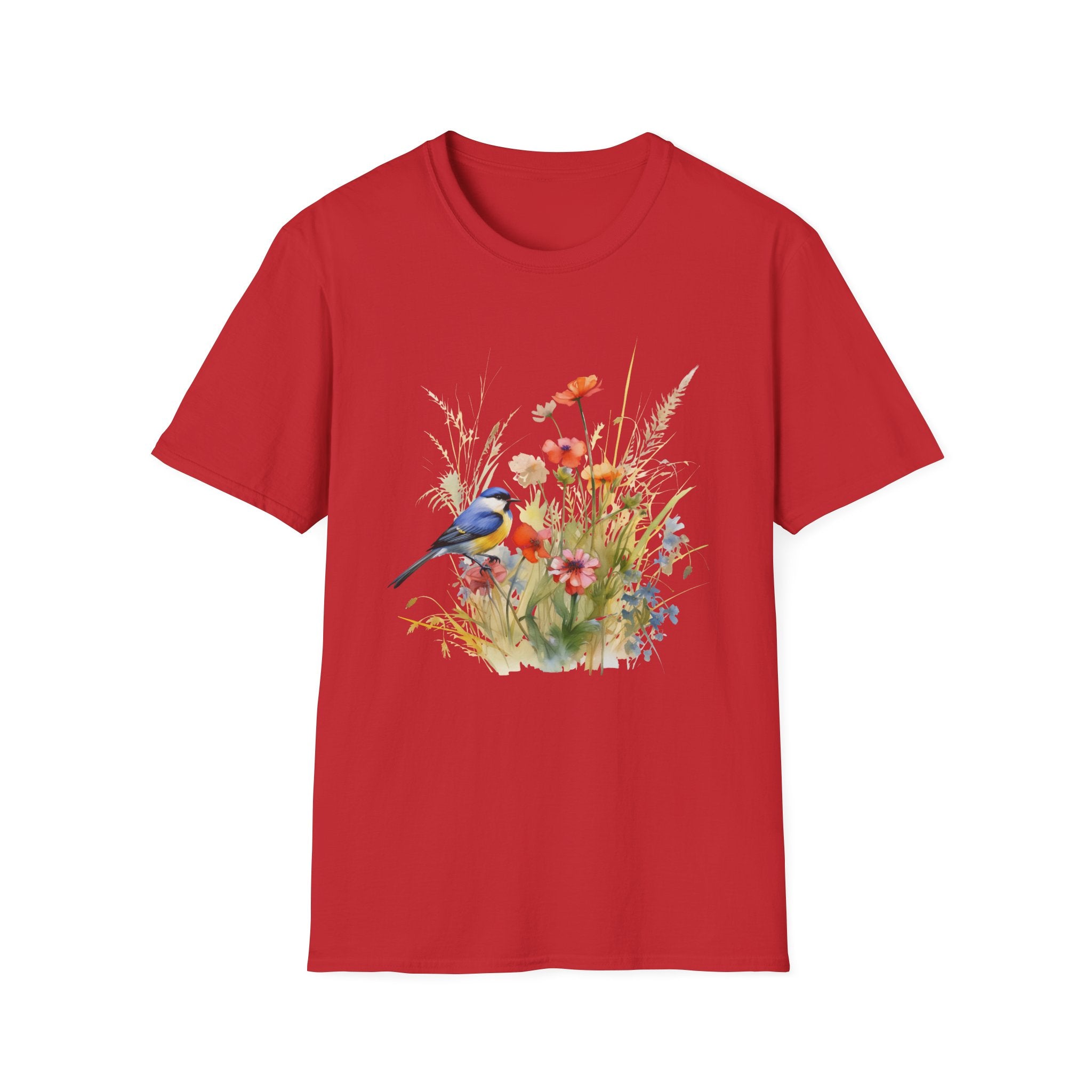 Wildflower Meadow & Butterflies Vintage Botanical T-Shirt, Unisex Softstyle T-Shirt