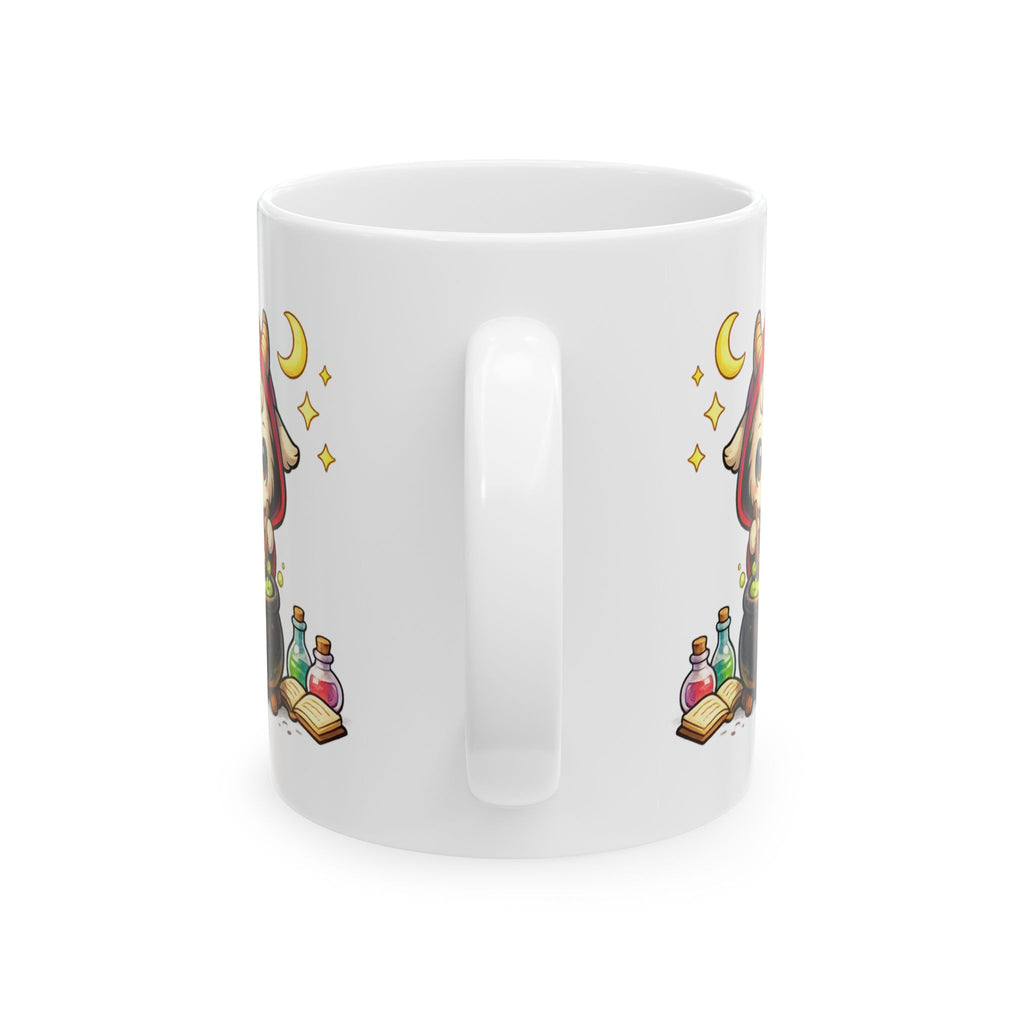 Witchy Potion Mug — Cute Witch Cat, Spellbook & Skull Ceramic Coffee Cup (11oz/15oz)