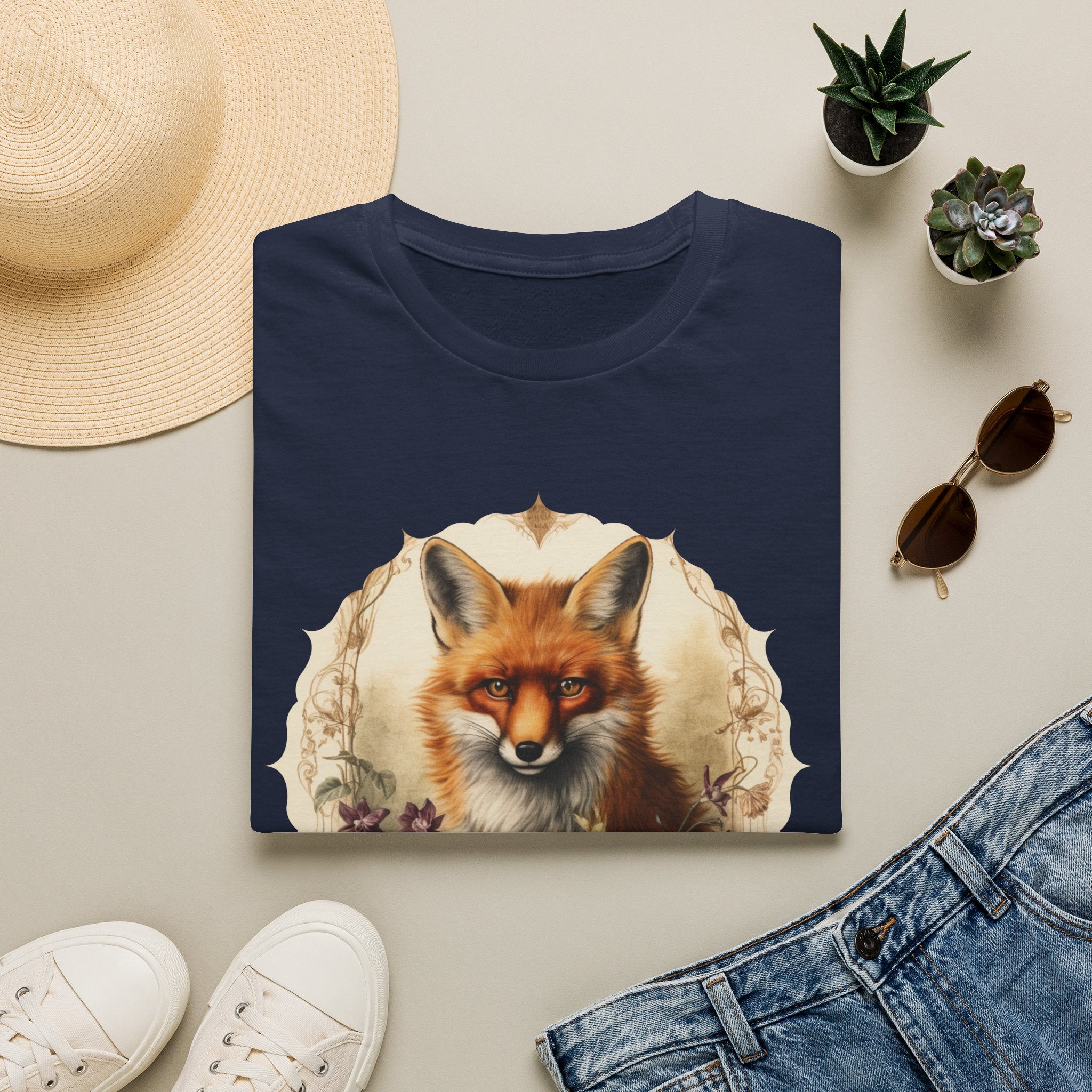 Fox Portrait T‑Shirt — Vintage Woodland Fox Graphic Tee