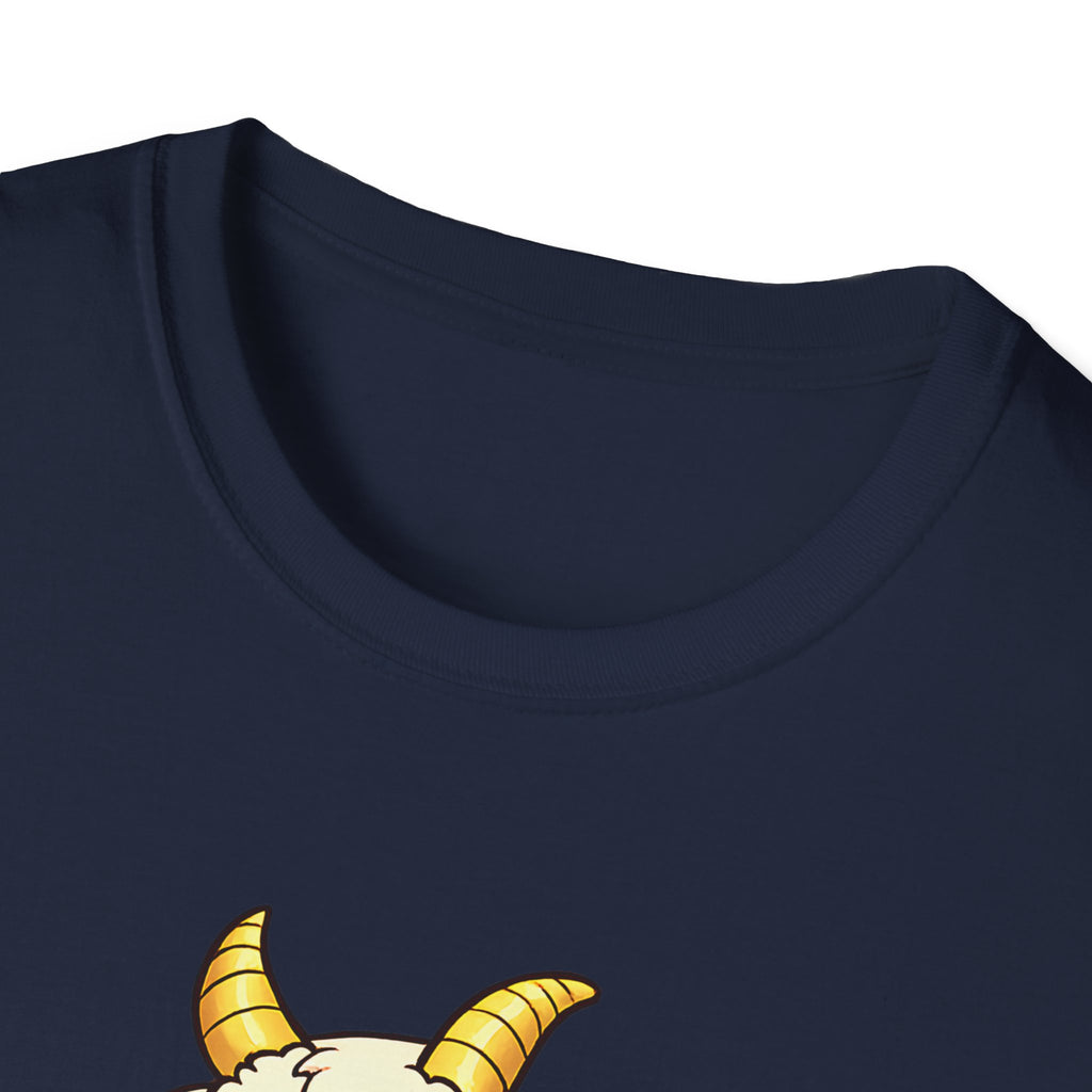 Cute Occult Baby Goat T-Shirt – Kawaii Dark Fantasy Mushroom Circle Design, Unisex Softstyle T-Shirt