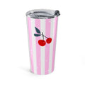 20oz Cherry Stripe Tumbler — Pink Retro Cherry Travel Cup