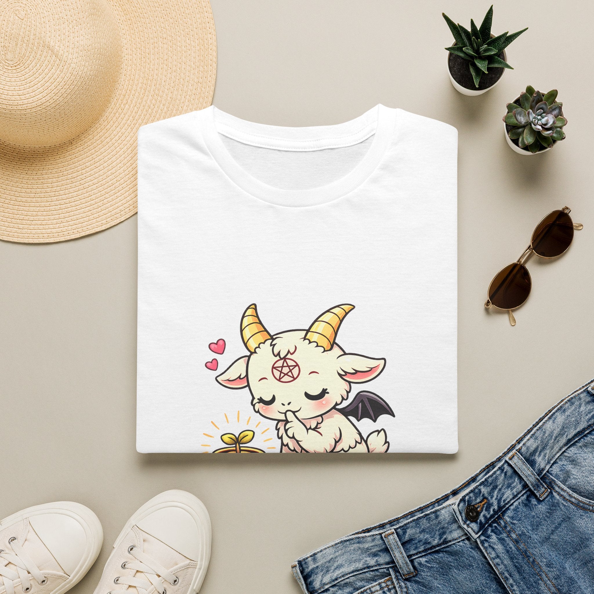 Cute Occult Baby Baphomet – Kawaii Little Bphomet Graphic Tee, Unisex Softstyle T-Shirt