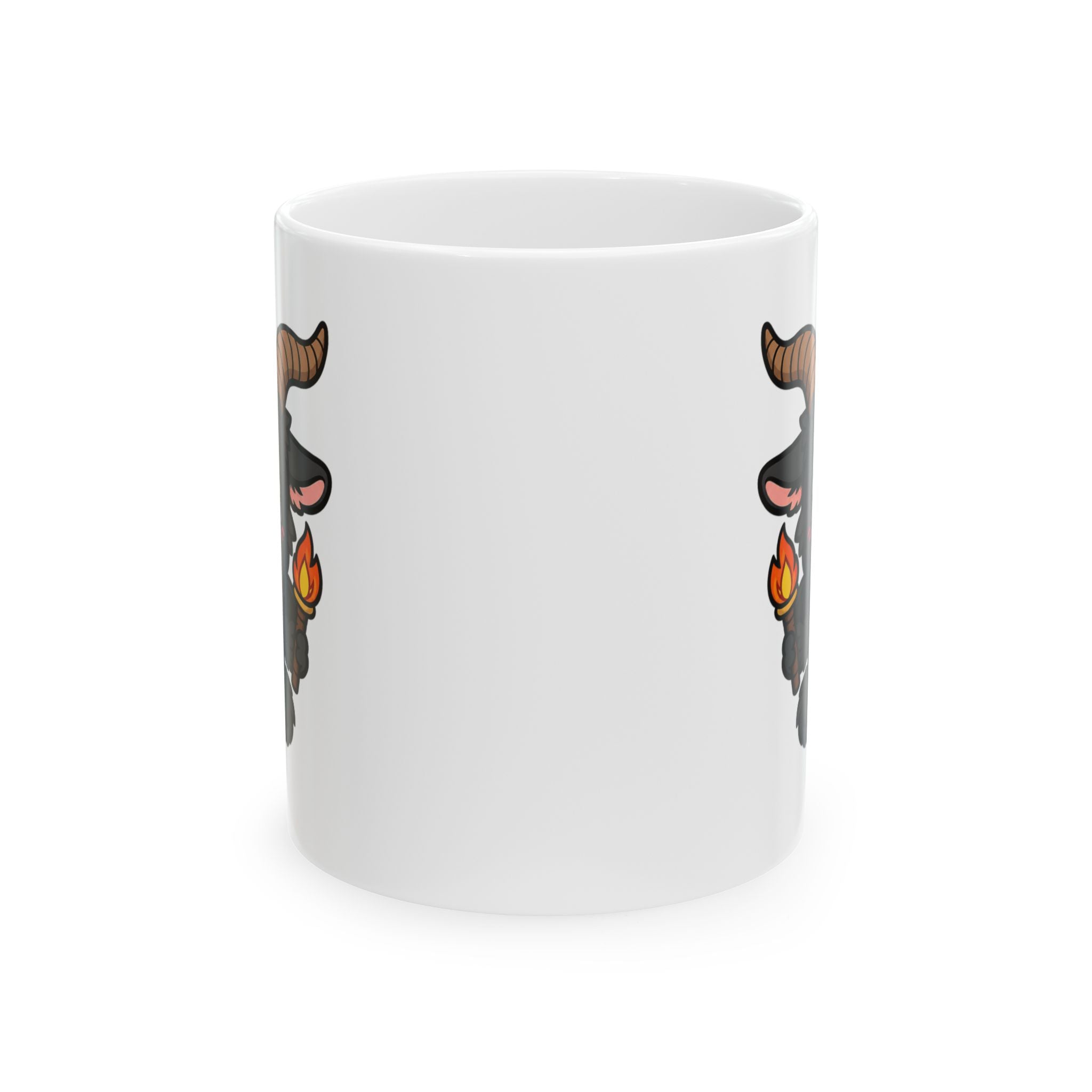 Cute Goat Mug with Candle Illustration — Funny Animal Ceramic Coffee Cup (11oz, 15oz)