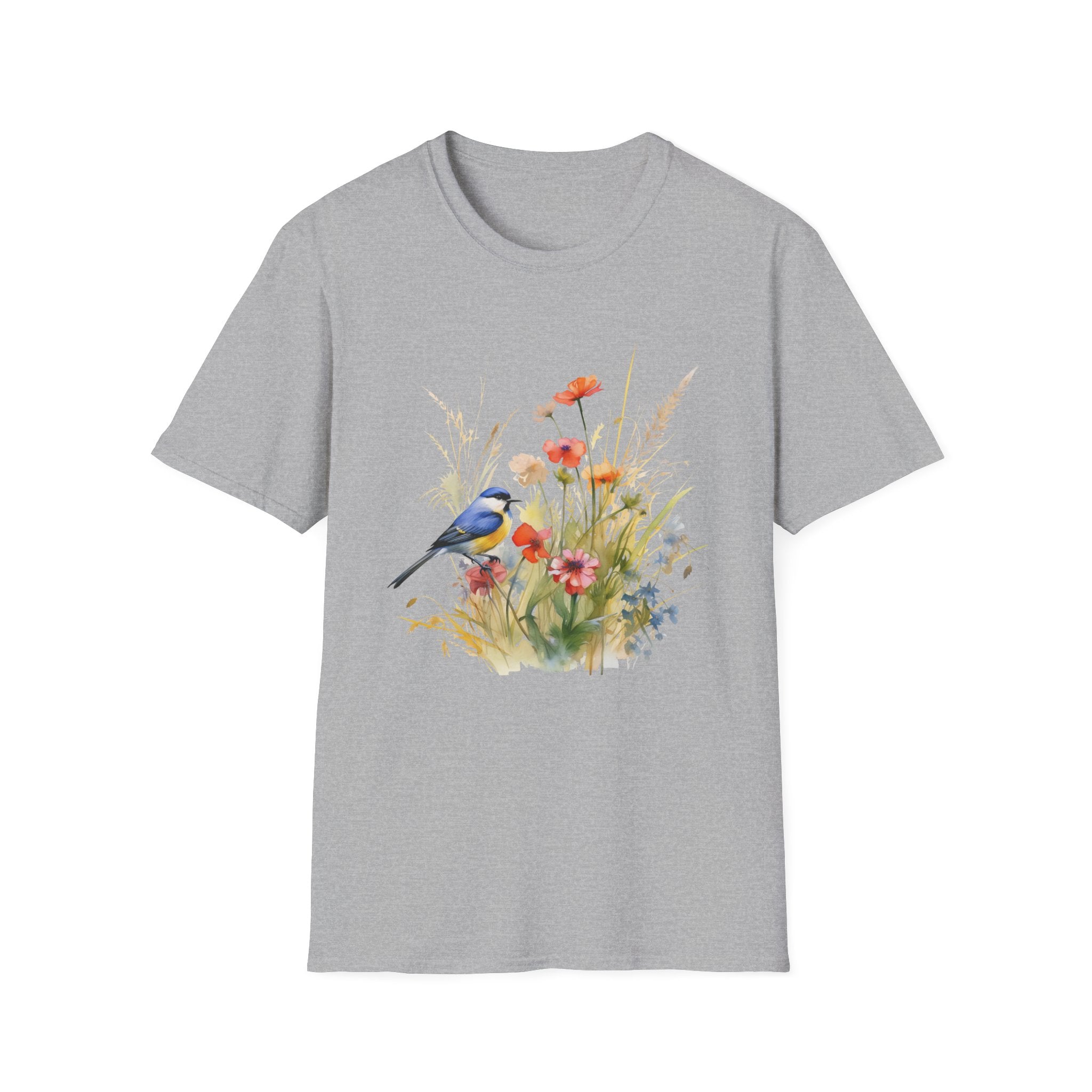 Wildflower Meadow & Butterflies Vintage Botanical T-Shirt, Unisex Softstyle T-Shirt