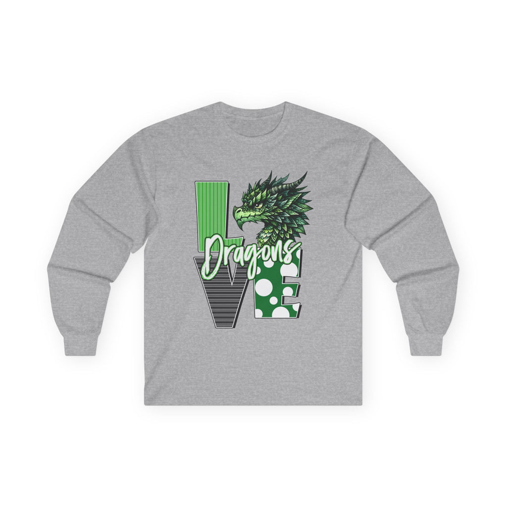Dragon Love Long Sleeve Tee — Green Dragon Head 'Dragon' Graphic