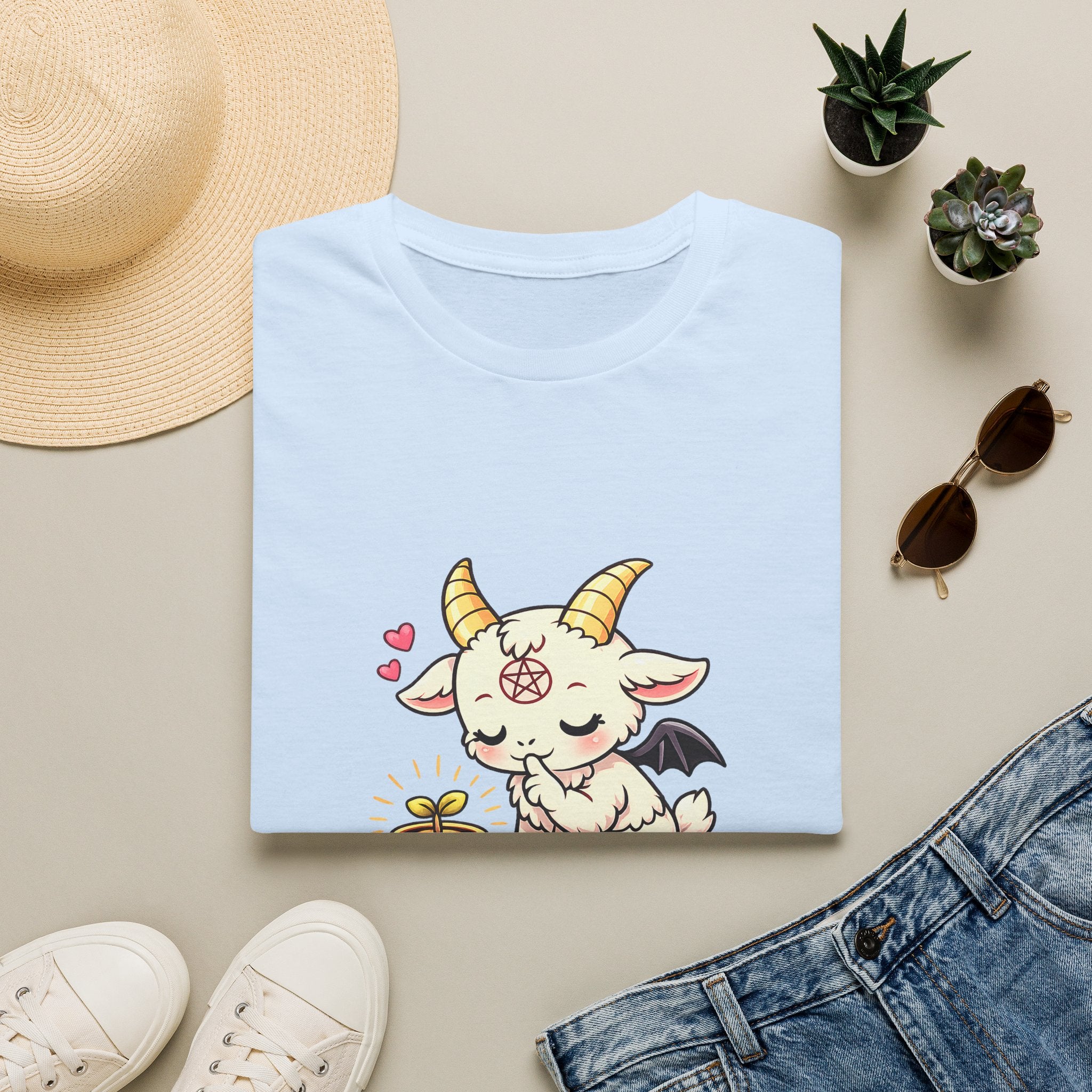 Cute Occult Baby Baphomet – Kawaii Little Bphomet Graphic Tee, Unisex Softstyle T-Shirt