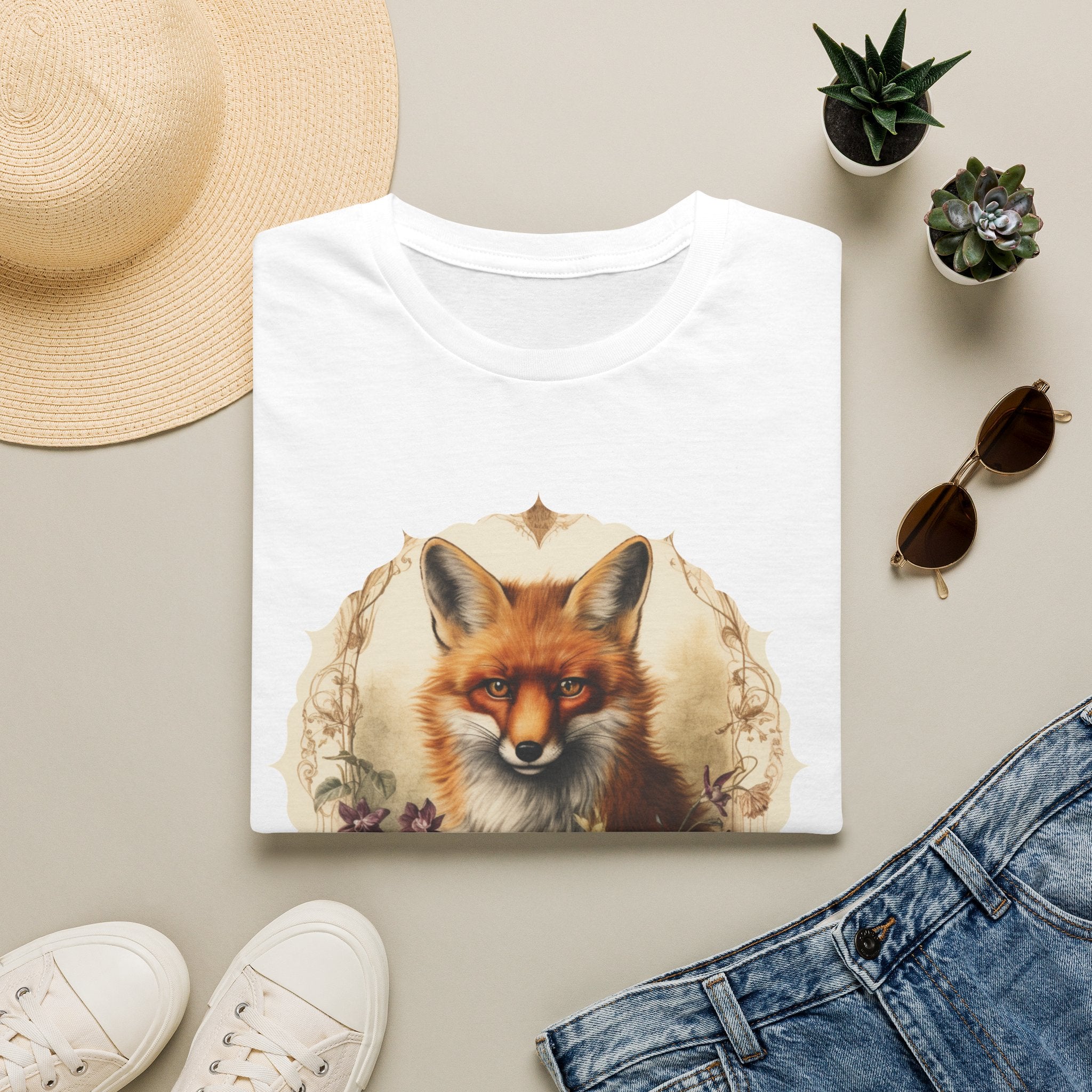 Fox Portrait T‑Shirt — Vintage Woodland Fox Graphic Tee