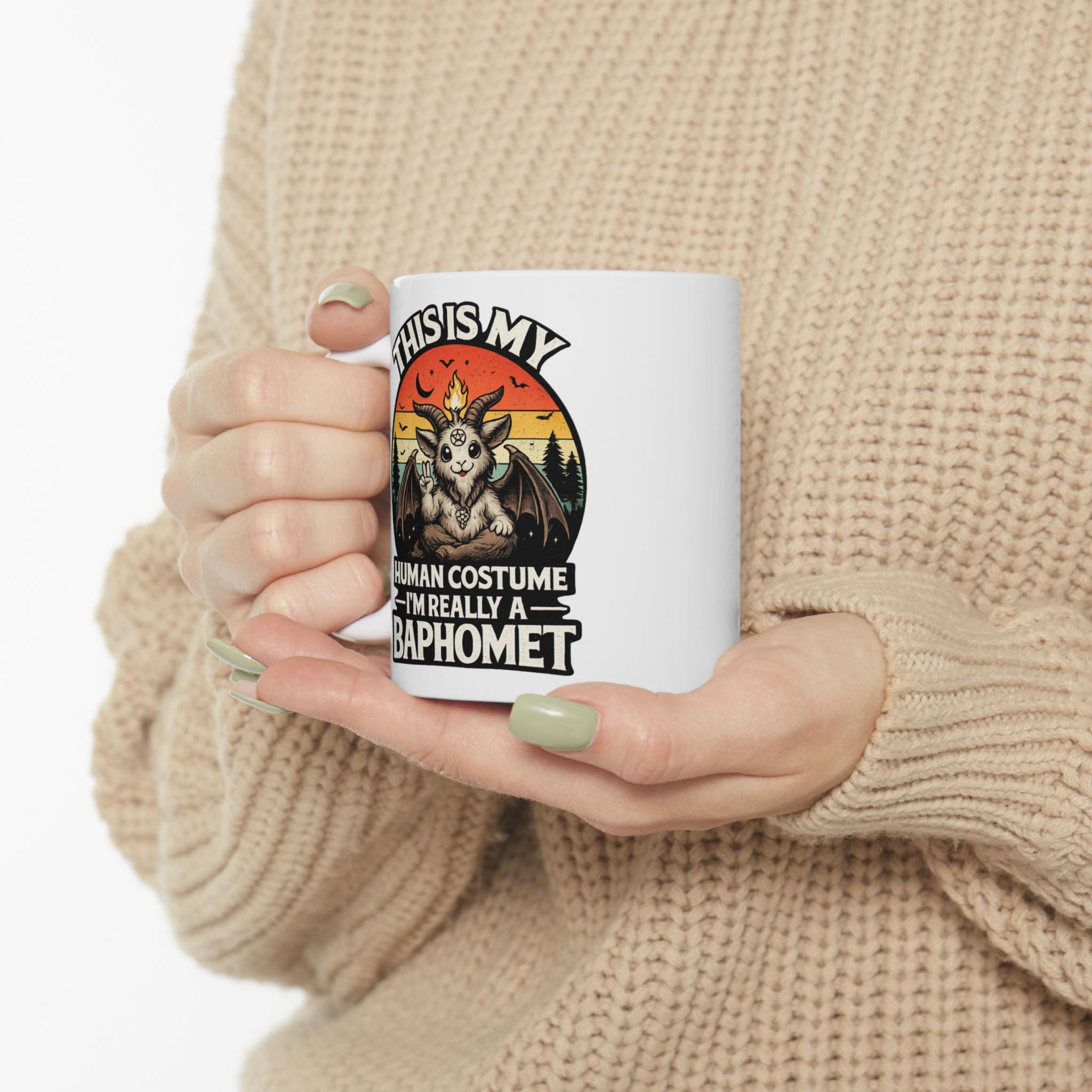 This Is My Human Costume I’m Really a Baphomet Cute Gothic Retro Design Ceramic Mug, (11oz, 15oz)