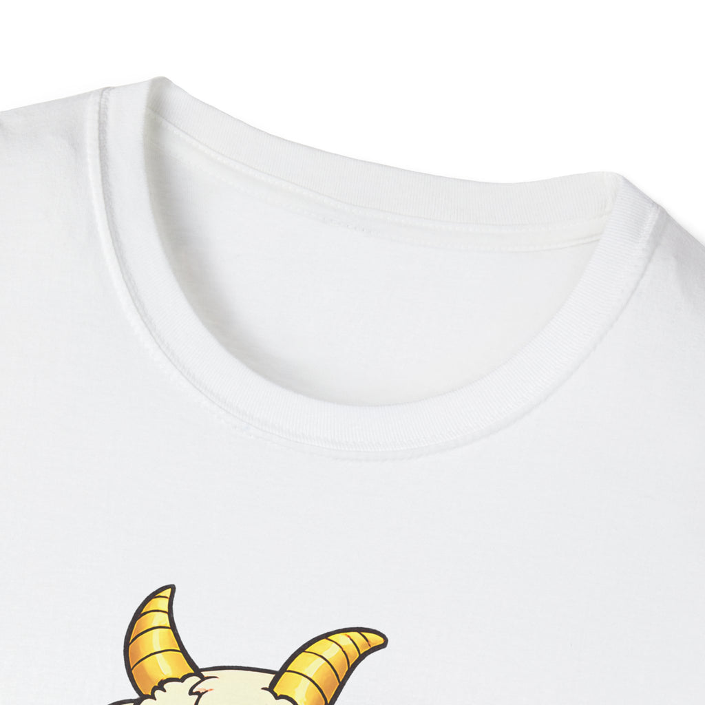 Cute Occult Baby Goat T-Shirt – Kawaii Dark Fantasy Mushroom Circle Design, Unisex Softstyle T-Shirt
