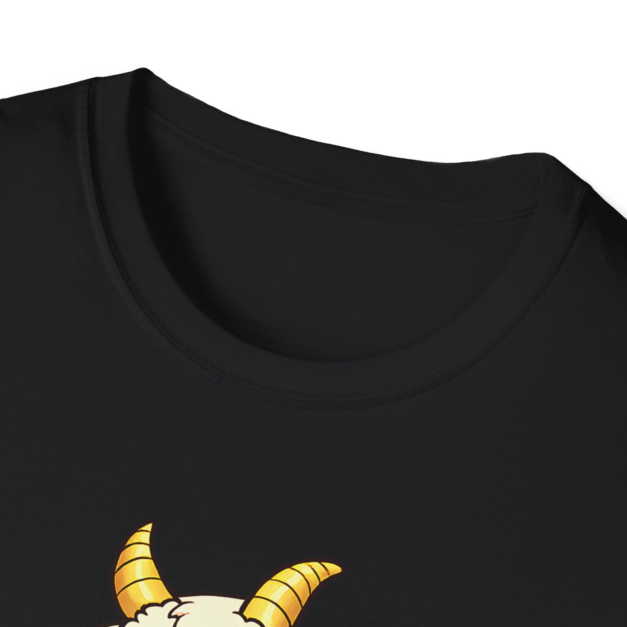 Cute Occult Baby Goat T-Shirt – Kawaii Dark Fantasy Mushroom Circle Design, Unisex Softstyle T-Shirt