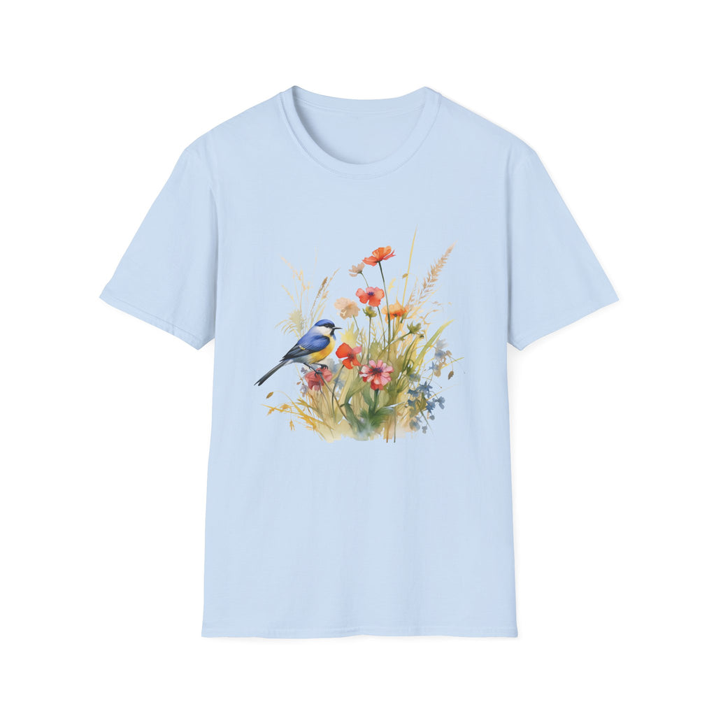 Wildflower Meadow & Butterflies Vintage Botanical T-Shirt, Unisex Softstyle T-Shirt