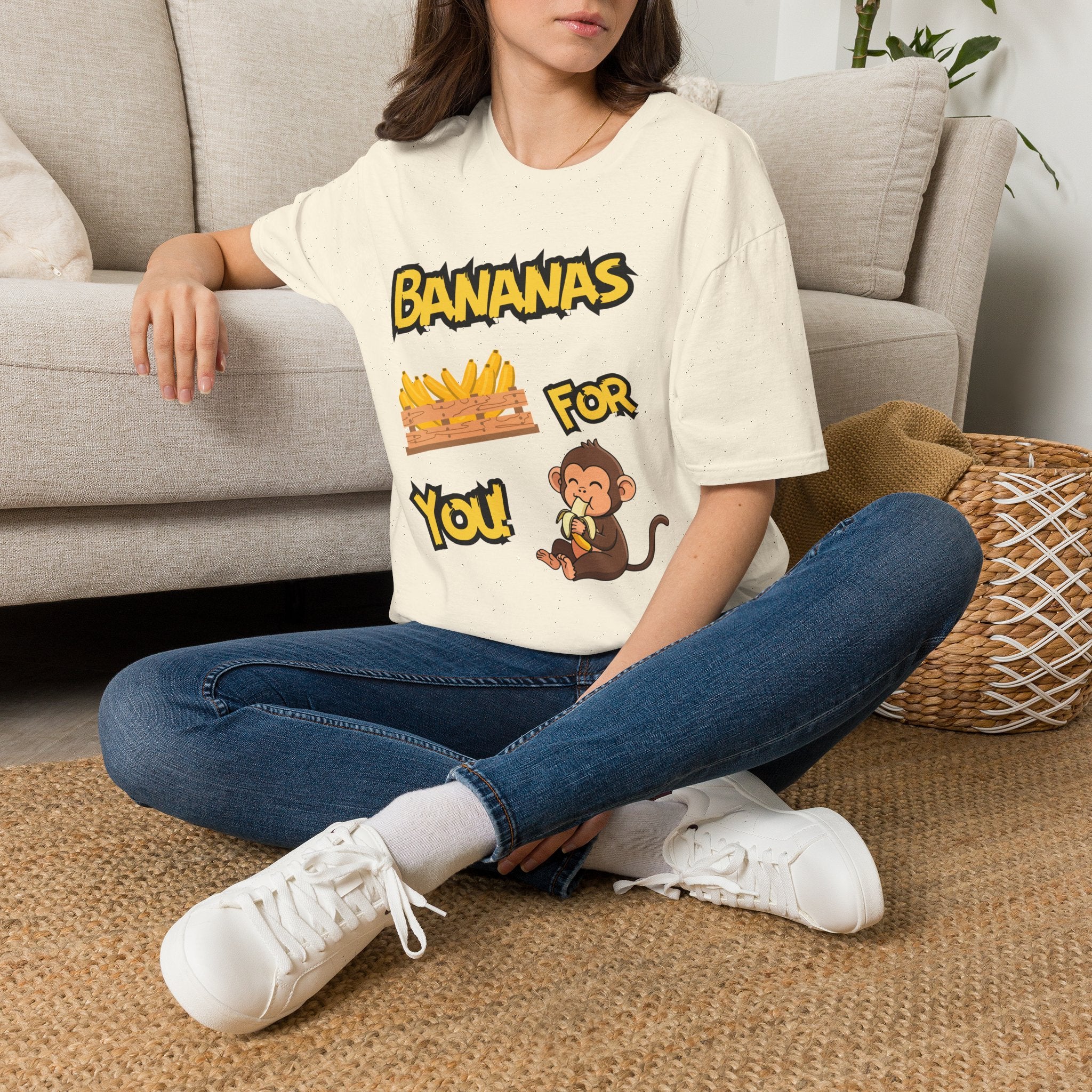 Bananas For You T-Shirt — Cute Monkey & Banana Crate Graphic Tee