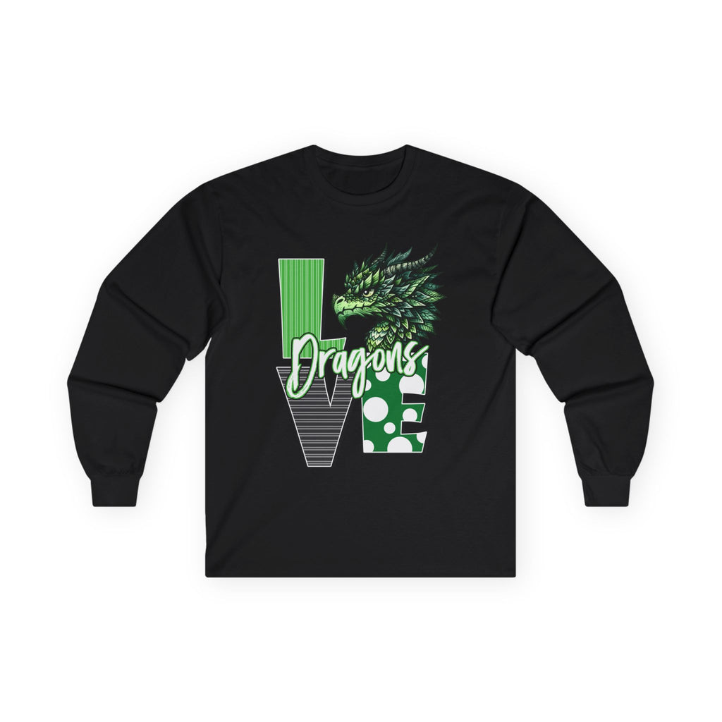 Dragon Love Long Sleeve Tee — Green Dragon Head 'Dragon' Graphic